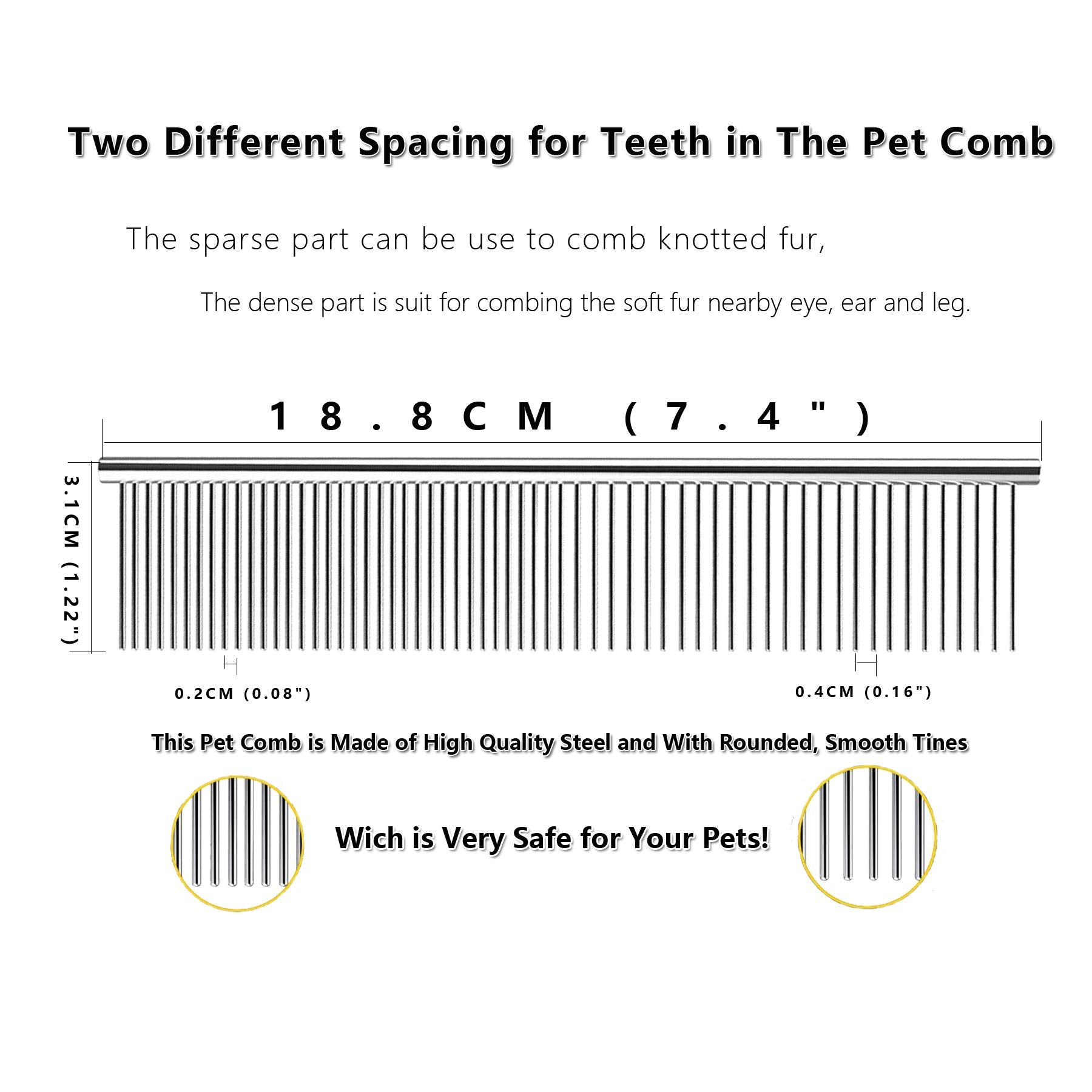 Jinshin Dog Comb,Cat Comb,Pet Combs,Metal Dog Comb,Pets Steel Comb,Cat Grooming Comb,Dog Grooming Comb (Silver+Pink)