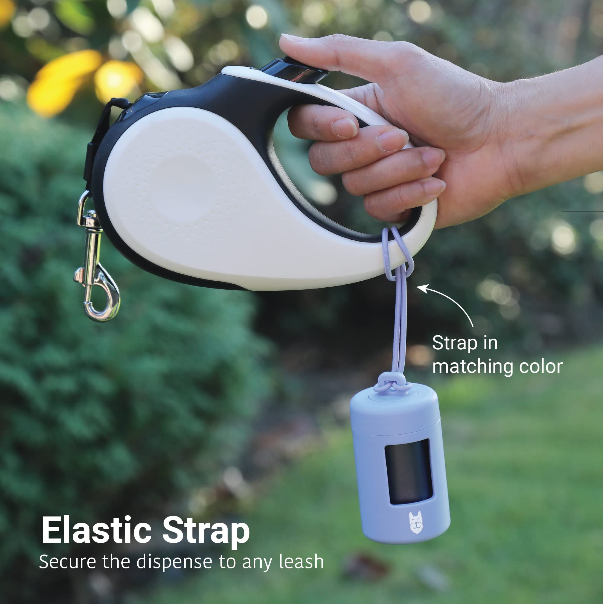 Svd.Pet Dog Poop Bag Dispenser, Retractable Waste Bag Dispenser, Lightweight Poop Bag Holder, Stretchy Strap Fits Any Dog Leash, Dog Walking Accessory (Lavender Field)