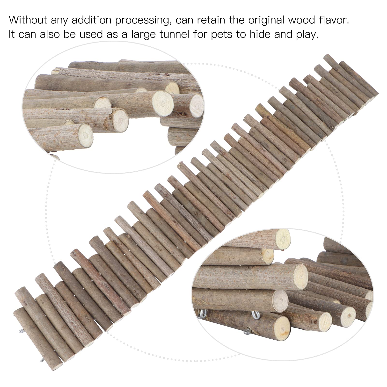 Haosie Flexible Hamster Wooden Bridge, 11.8In Hamster Fence, Hamster Cage Decor And Platforms, Hamster Cage Accessories (11.8In)