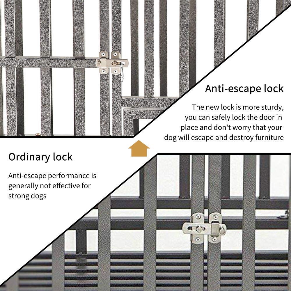 Kelixu 42    Heavy Duty Dog Crate Large Dog Cage Metal Dog Kennels And Crates For Large Dogs Indoor Outdoor With Locks, Lockable