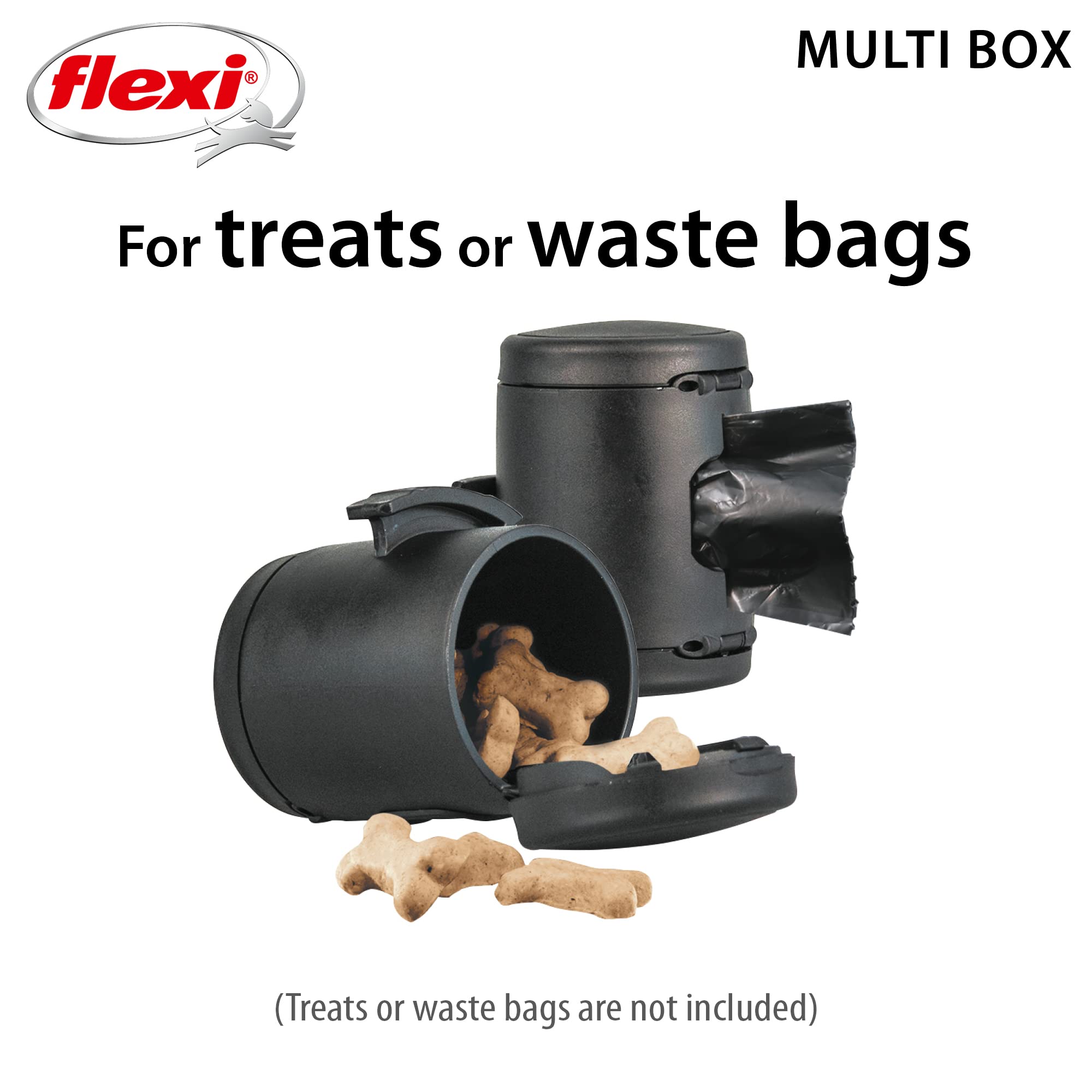 Flexi Multi Box – Add On Retractable Leashes, Poop Bag Dispenser, Dog Treat Holder For Training, Multipurpose Box, Black