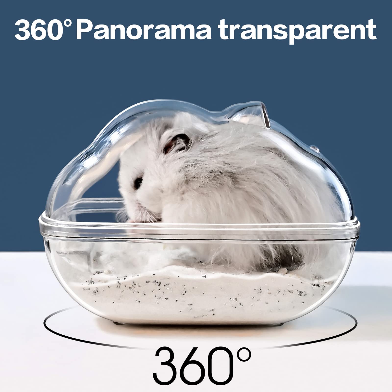 Lazyyzal Hamster Bathtub,Hamster Bathroom,Small Animal Habitat Décor,Sand Bath Container Transparent Beds,Hamster Bed,Ice Bathtub,Sleep Pad Nest,Sand Bath Box For Cage Accessories(M)