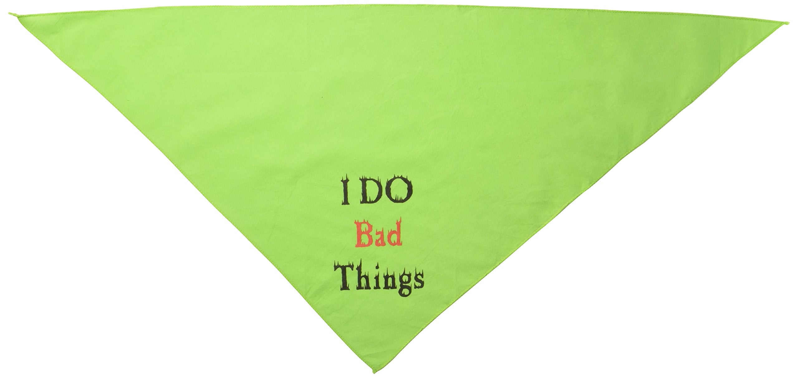 Pet and Dog Bandana Screen Printed, &quot;I Do Bad Things&quot; Lime Green Large