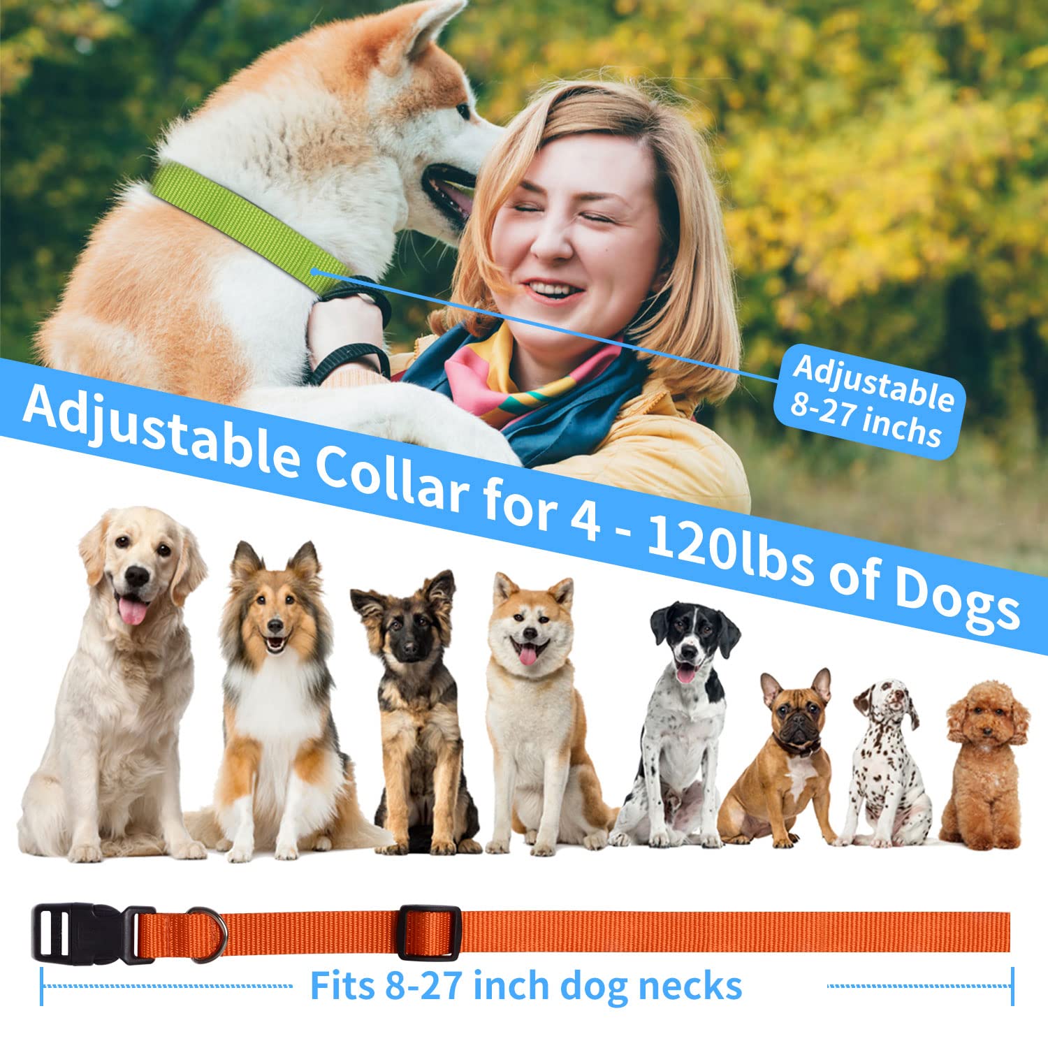PaiPaitek Automatic Bark Collar with Remote for Large Dog, Up to 3300ft Range Bark and Training Collar Combo, 100% Waterproof Do
