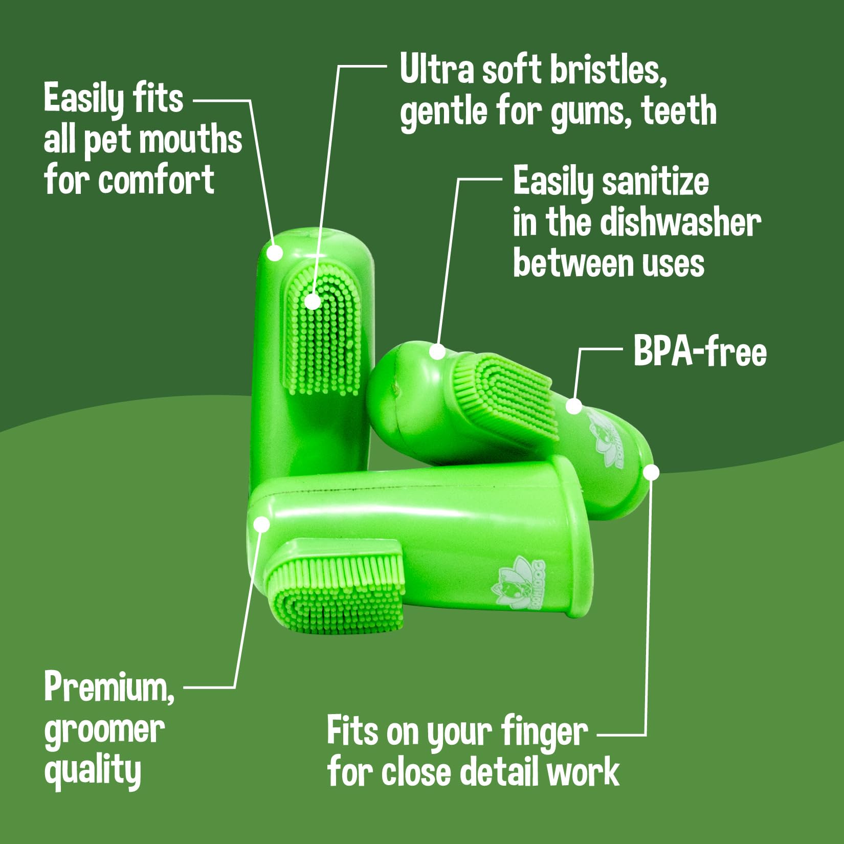 Bodhi Dog Finger Toothbrush for Dogs & Cats - Puppy Toothbrush with Soft Flexible Silicone Bristles, Gentle for Sensitive Gums,