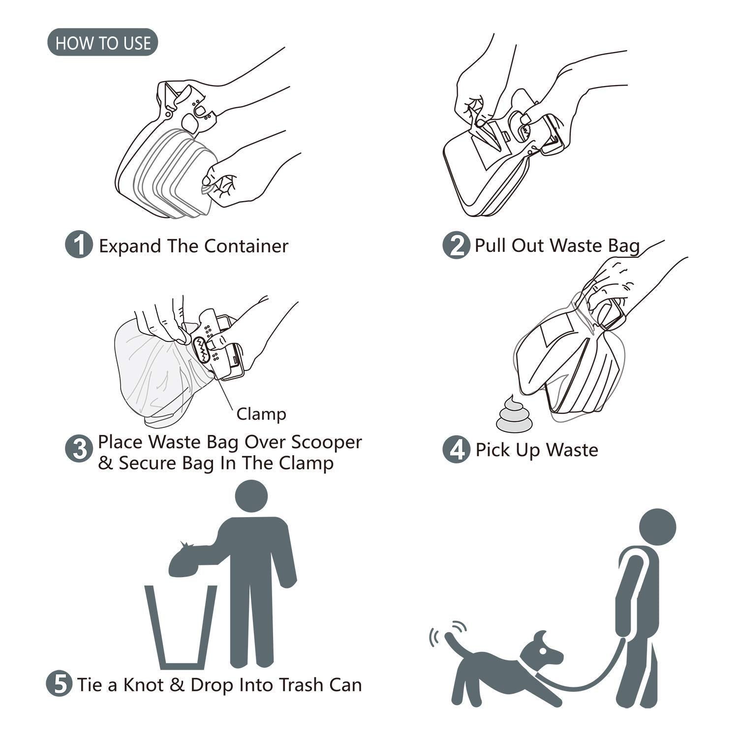 Jondarla Dog Pooper Scooper, Portable Poop Scooper Handheld Size For Walking Large And Small Dogs Outside Yard Or Travel Outdoors, Pup Poop Scoop With Container And 30Pcs Pet Waste Bag Attachment