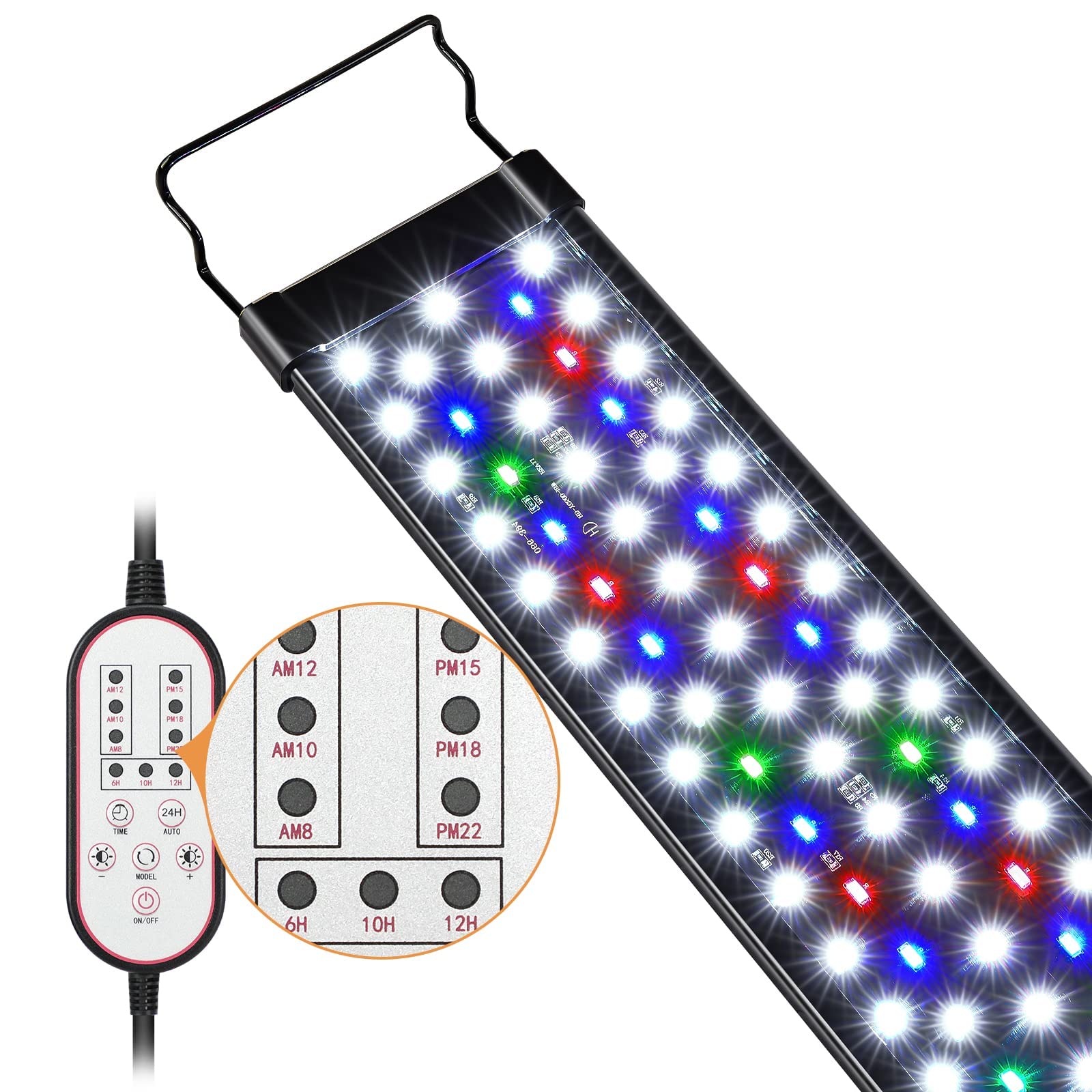 Gamalta Aquarium Light, 14W 24/7 Natural Mode - Sunrise/Daylight/Moonlight Mode And Custom Mode With Expandable Bracket, Adjustable Timer And 7 Color Brightness For 12~18In Fish Tank