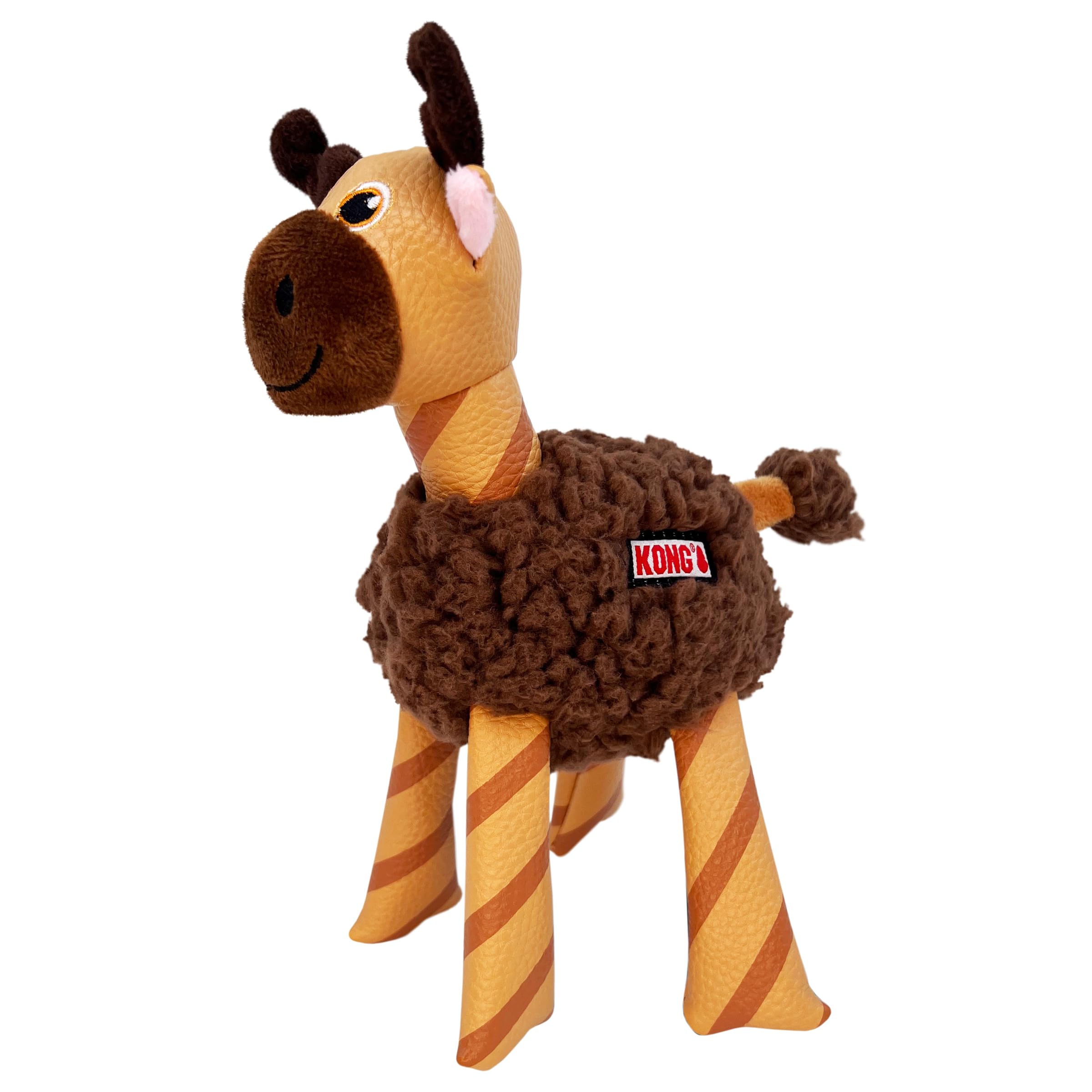 Kong Floofs Shakers - Fluffy Fleece With Squeaker And Faux Leather Legs - Dog Toy (Moose, X-Small/Small)