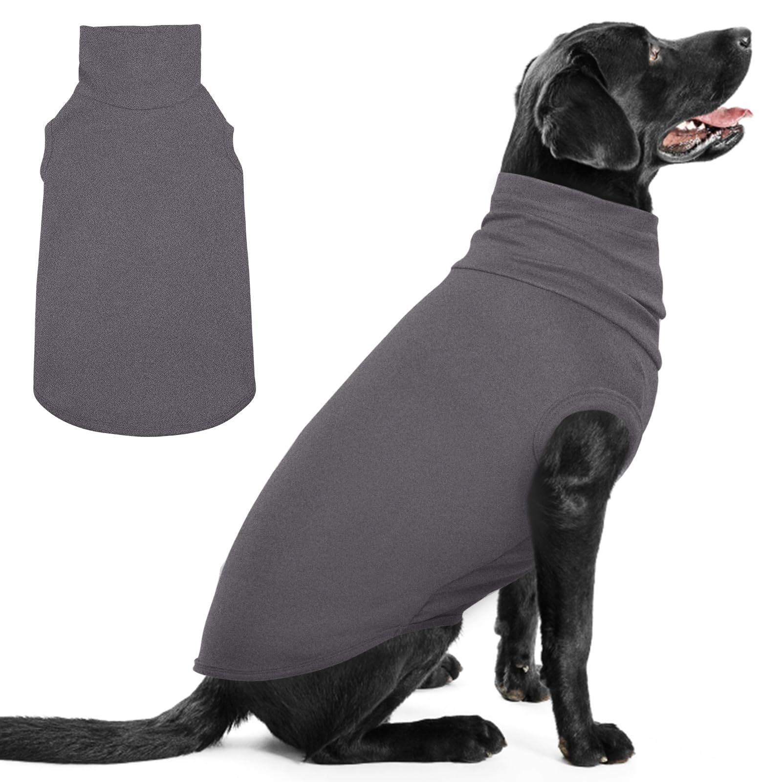 IECOii 4XL Dog Sweater,Stretch Fleece Vest Dog Sweater -Grey, XXXX-Large,Christmas Dog Sweater Big Dog Winter Clothe,Warm Pullov