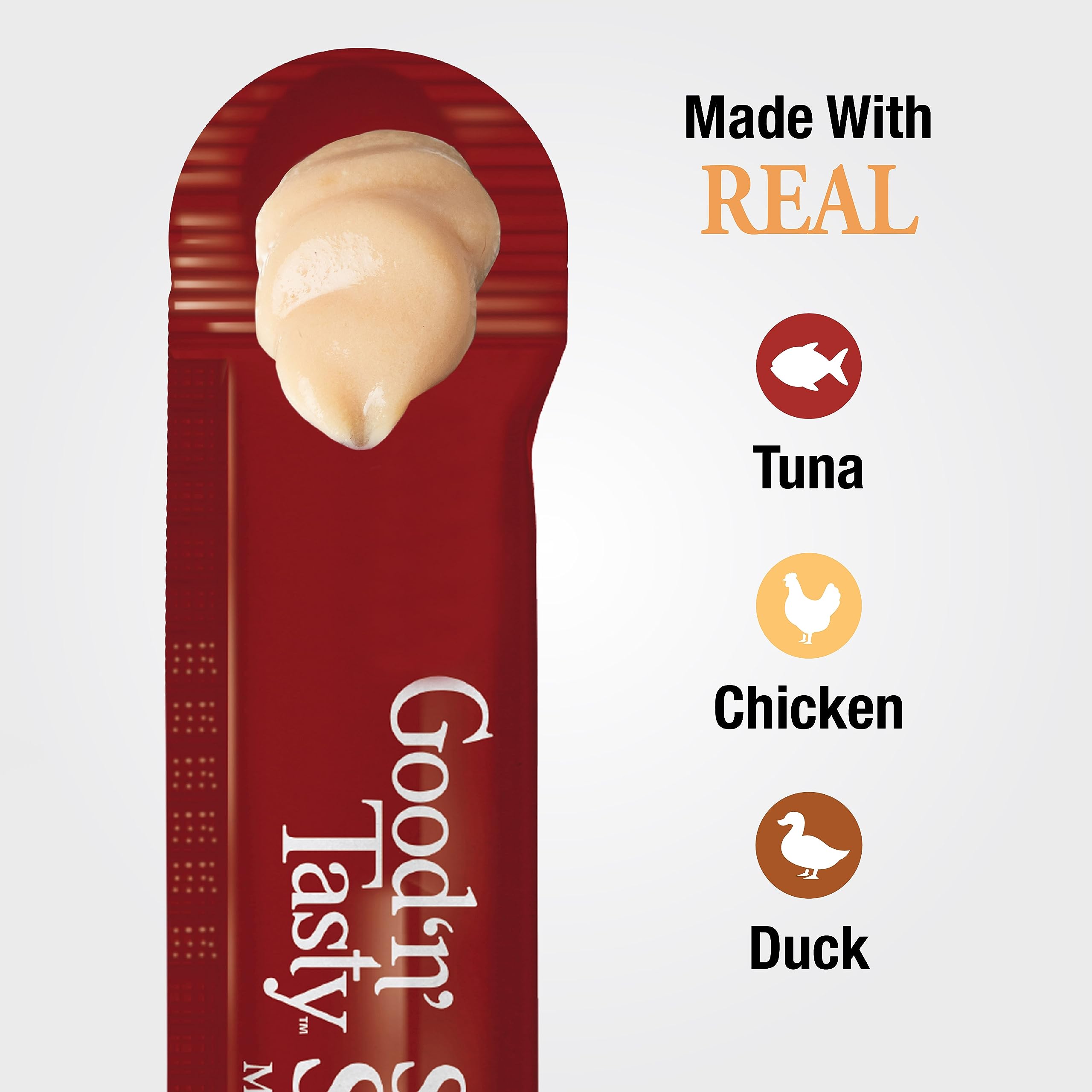 Good n Tasty Savory Spoonables with Real Tuna, Chicken and Duck for Cats, 10 Count, Treat Your Cat to Triple Flavor Squeezable