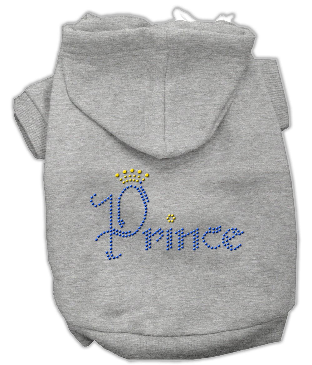 Pet, Dog & Cat Hoodie Rhinestone, &quot;Prince&quot; Gray 3XL (25-35 lbs.)