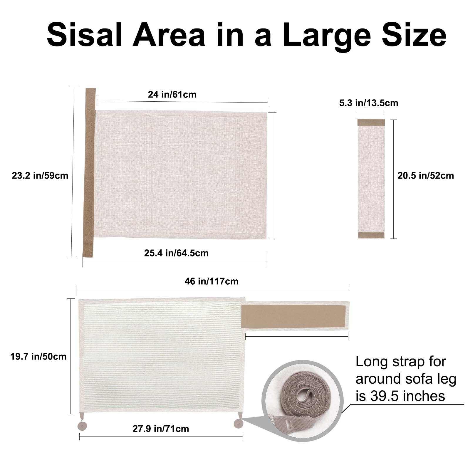 Cat Scratch Sofa Protector,27.6Lx19.6W Inch Cat Scratch Furniture Protector Pad,Cat Scratch Couch Arm Sheild With Natural Sisal