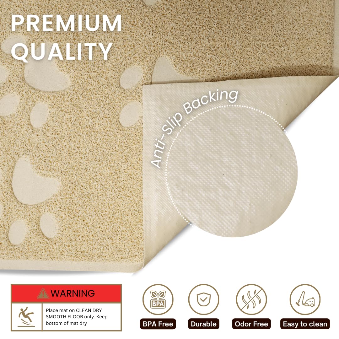 Andalus Large Cat Litter Mat, Pack Of 2 - Waterproof, Non-Slip & Easy To Clean Cat Litter Box Mat For Extra Efficient Pet Litter-Trapping, Beige (30” X 18”)