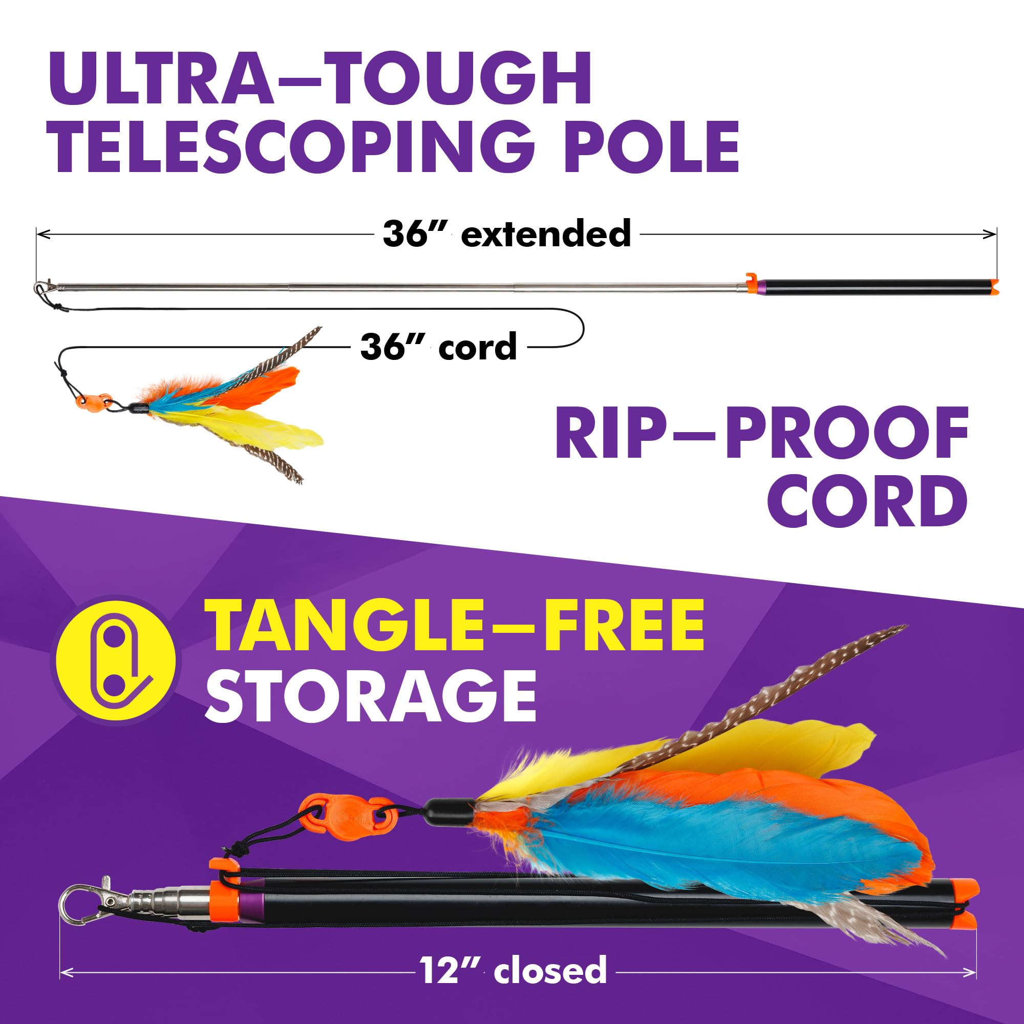 Cat Amazing Snatch Pack - 5 Magnetic Attachments For The Snatch Magnetic Wand Toy - Catnip Mouse, Rattle Snake, Crinkle Fish, Sc