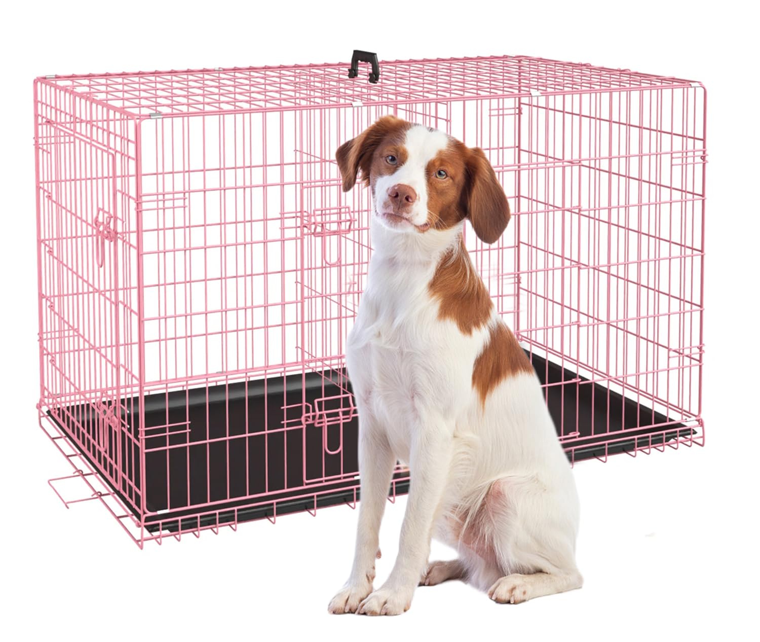 42 Inch Extra Large Dog Crate, Heavy Duty Dog Crates For Large Dogs, Metal Wire Folding Dog Cage With Removable Trays, Locks, Do