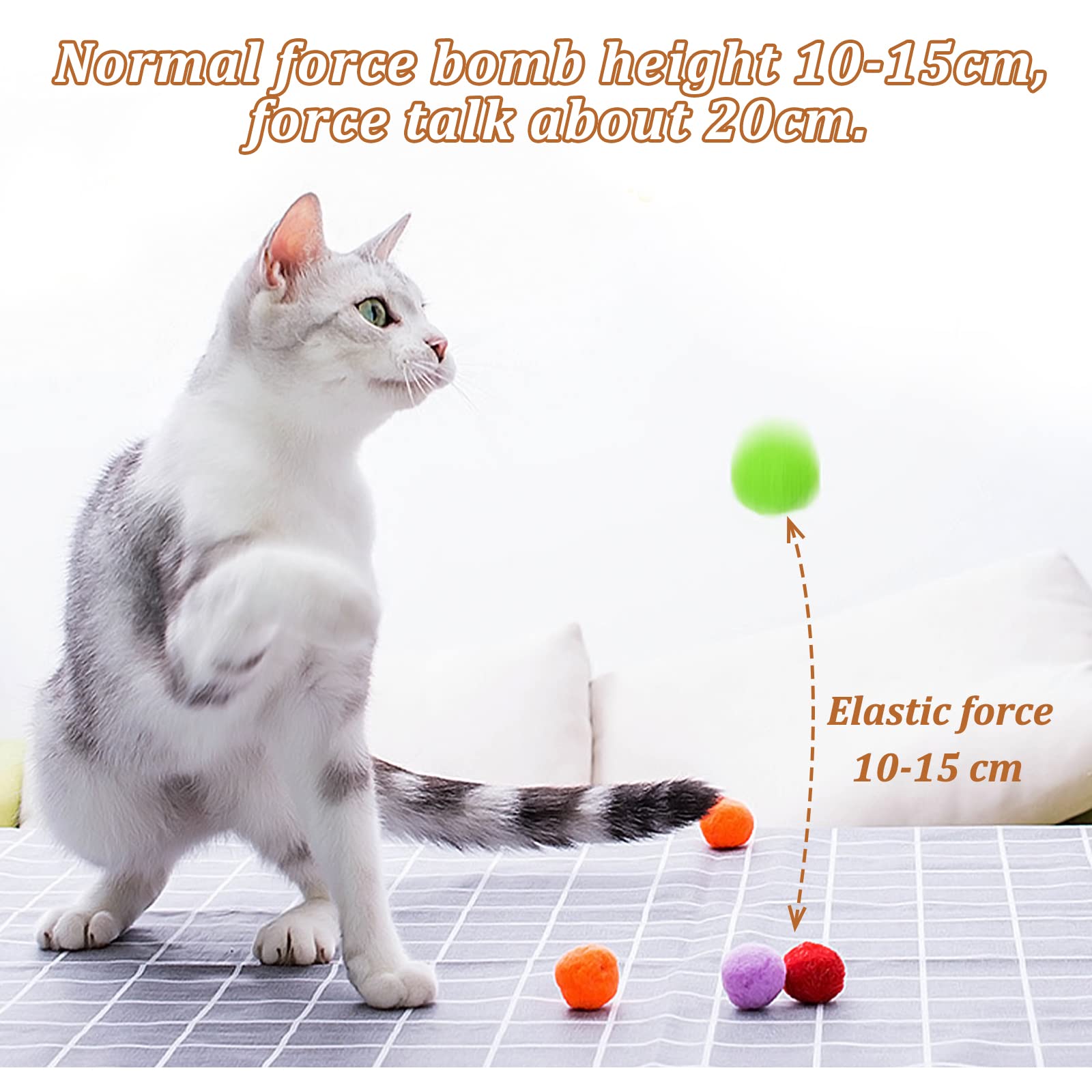 Andiker Cat Pompom Balls, 30Pcs Cat Ball Toys 1.2 Inches Colorful Cat Pom Pom Balls Lightweight Indoor Cats Interactive Playing Quiet Ball Cat Toys For Indoor Cats To Do More Exercise (2.5Cm)