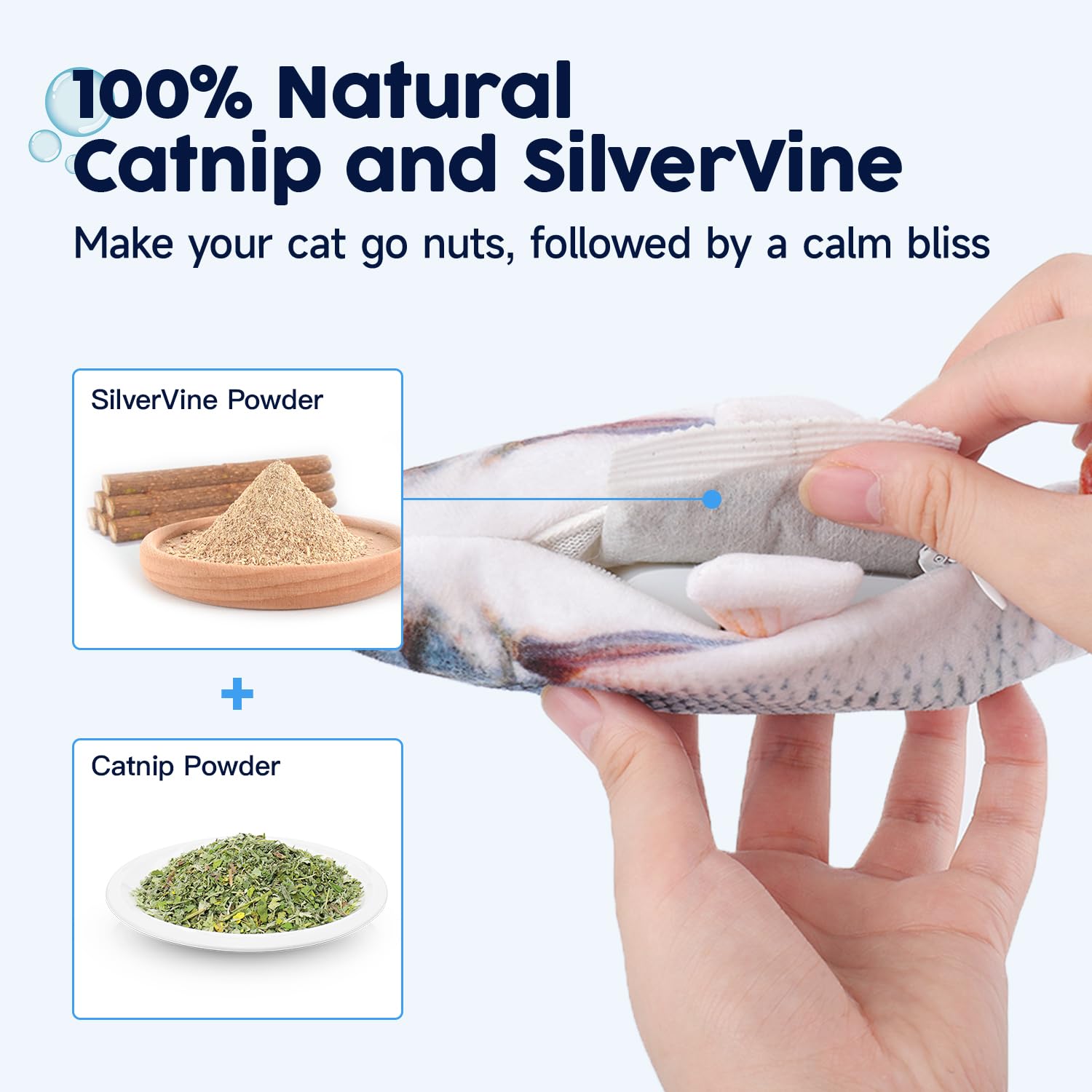 Potaroma Cat Toys Flopping Fish with Catnip, Moving Kitten Kicker, Floppy Wiggle Carp for Small Dogs, Interactive Motion Kitty Exercise, 10.5 Inches -Like New