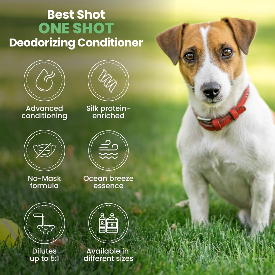 Best Shot One Shot Deodorizing Conditioner, Hydrating And Moisturizing Conditioner For Dogs, Cats, Horses, And Livestock, Removes Stubborn Odors, 16 Oz.