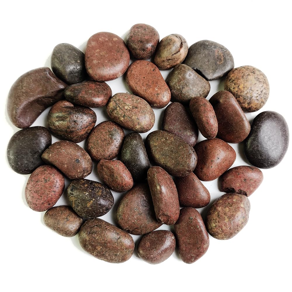HappyFiller Natural Decorative Red Pebbles Polished Gravel Rocks Stones for Aquarium,Fish Turtle Tank,Outdoor Indoor Plants Top 