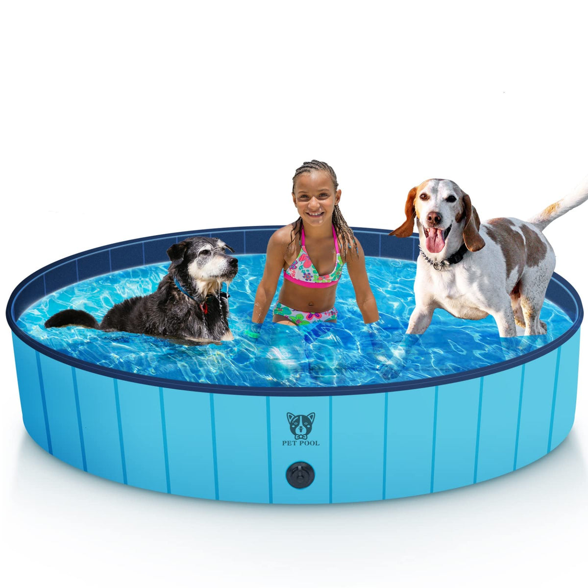 Timoo Foldable Dog Pool For Large Dogs 63 Inches Slip-Resistant Pet Pool Bathing Tub Pvc Wading Pool, Collapsible Dog Swimming Pool For Outdoor & Indoor Use, Blue