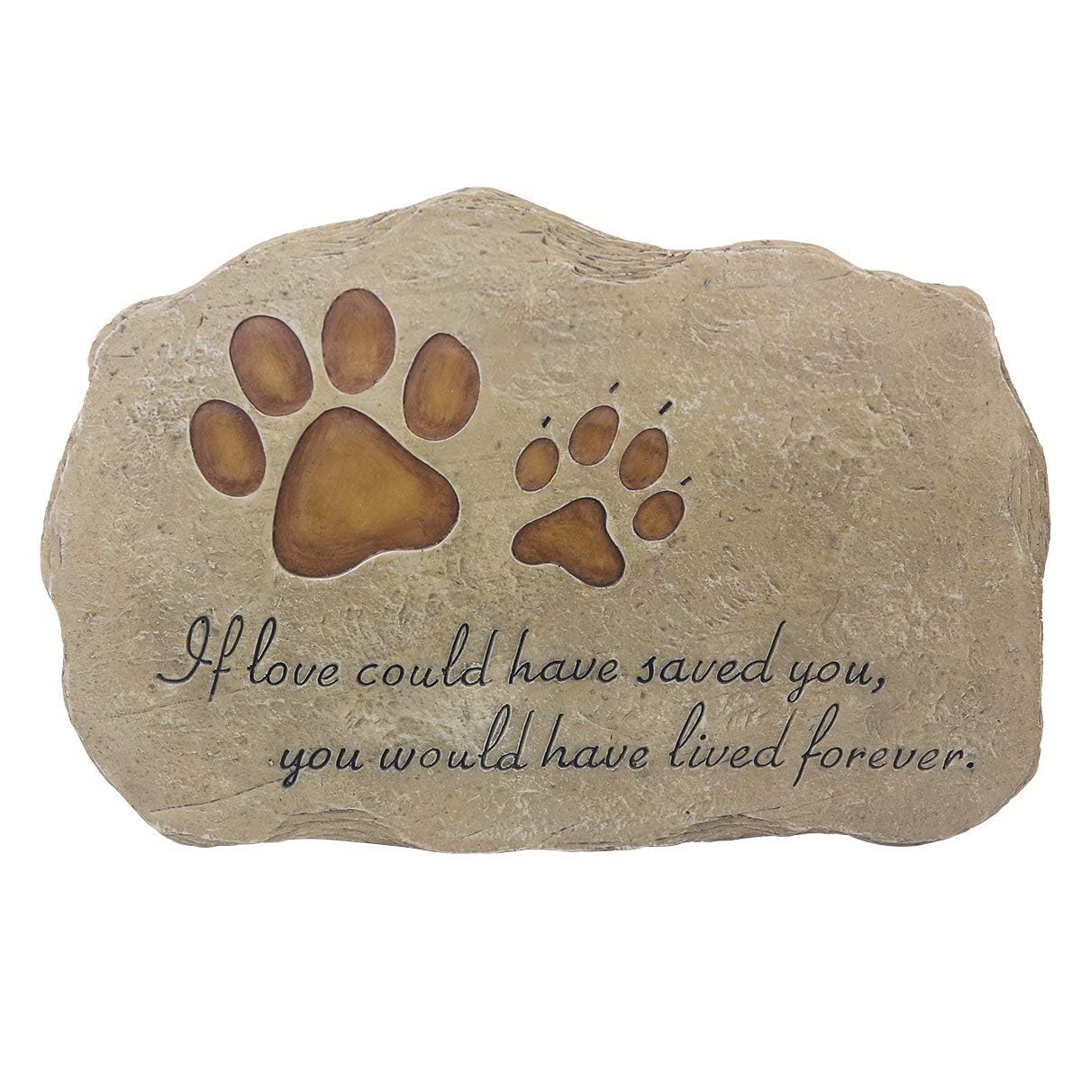 Kexmy Pet Memorial Stone Grave Marker For Dog Or Cat, Pet Dog Garden Stone For Outdoor Backyard Patio Or Lawn,Syampathy Pet Dog Loss Gifts (Paw Print Stone)