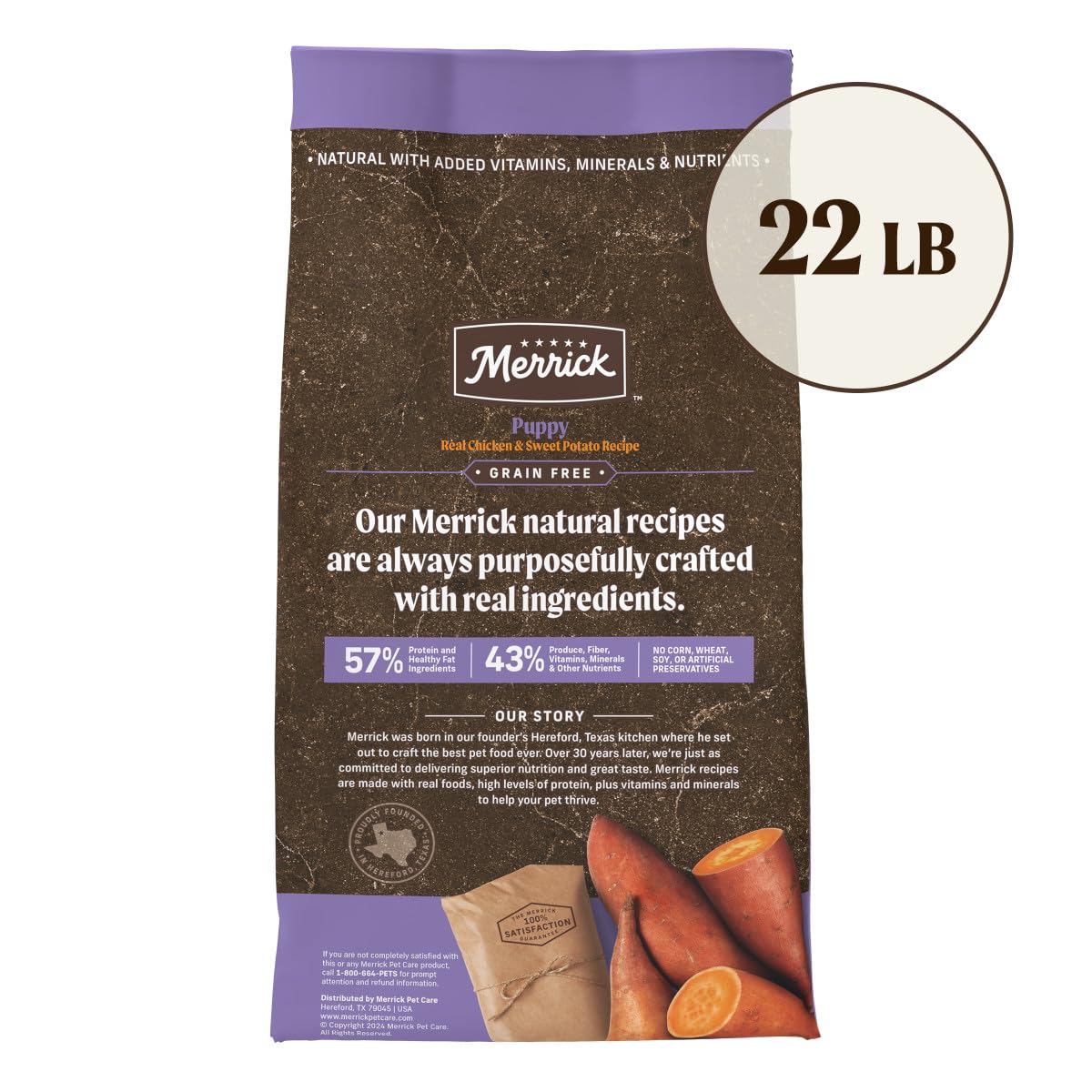 Merrick Premium Grain Free Dry Puppy Food, Wholesome And Natural Kibble With Real Chicken and Sweet Potato - 22.0 lb. Bag