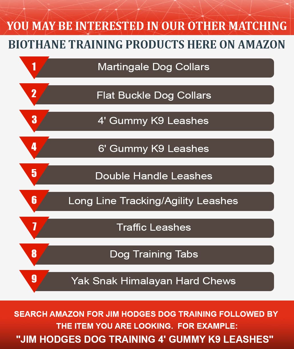 Jim Hodges Dog Training Gummy K9 Biothane Long Line Leash For Dogs, 10,15,20 And 32.5 Feet, Walking Tracking Training Service - Washable Waterproof Lead For Working K9 Groups, Dog And Puppy Owners