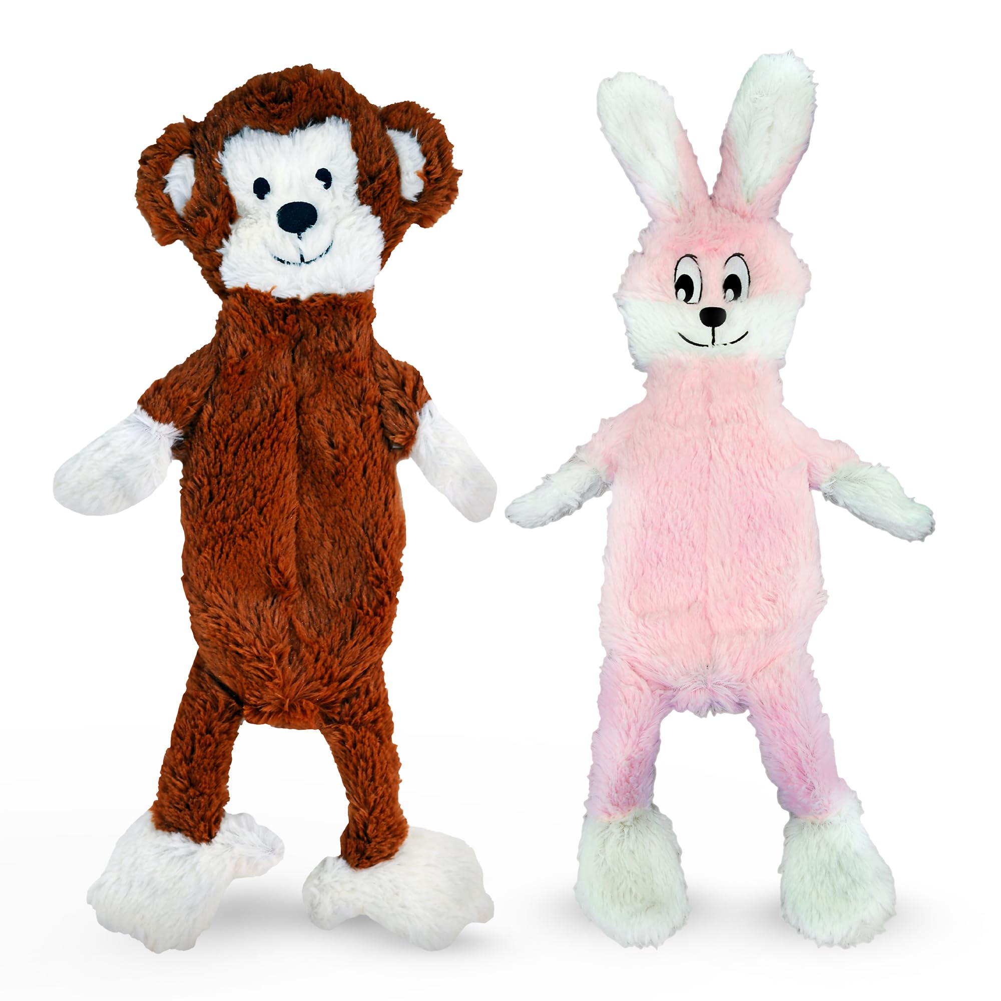 Fga Marketplace Monkey-Pink Rabbit Flat No Stuffing No Squeak Plush Dog Toy, Funny Style Will Entertain Your Pet For Hours, Reco