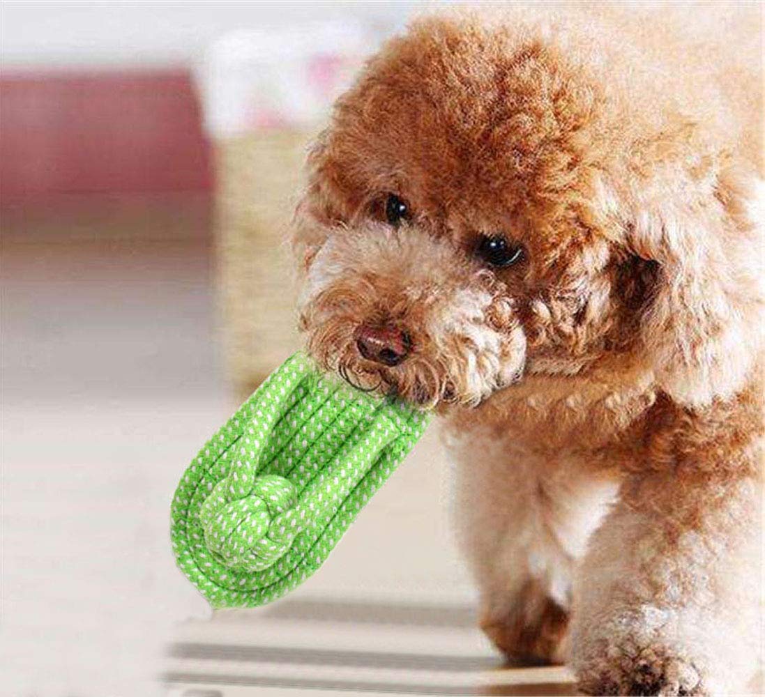 Sunglow Knotted Woven Pet Dog Toy,Puppy Molar Shoes,Eco-Friendly Cotton Rope Toys, Bite-Resistant Rope Knot Dog Toy,Medium/Small