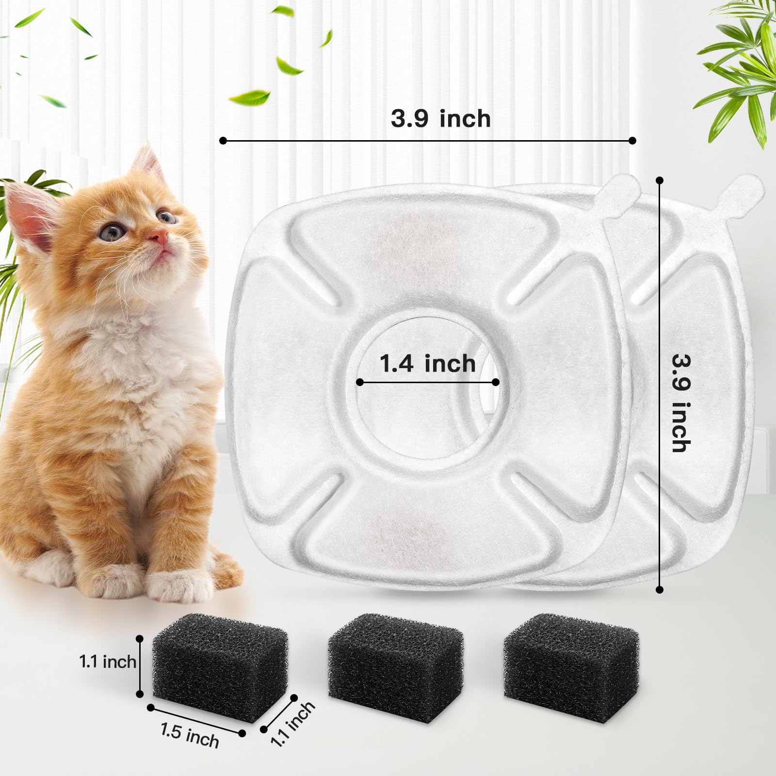40 Pcs Cat Water Fountain Replacement Filters, 20 Pack Filters 20 Pack Pre- Sponges Fit For 67Oz, 95Oz, 135Oz Automatic Pet Foun