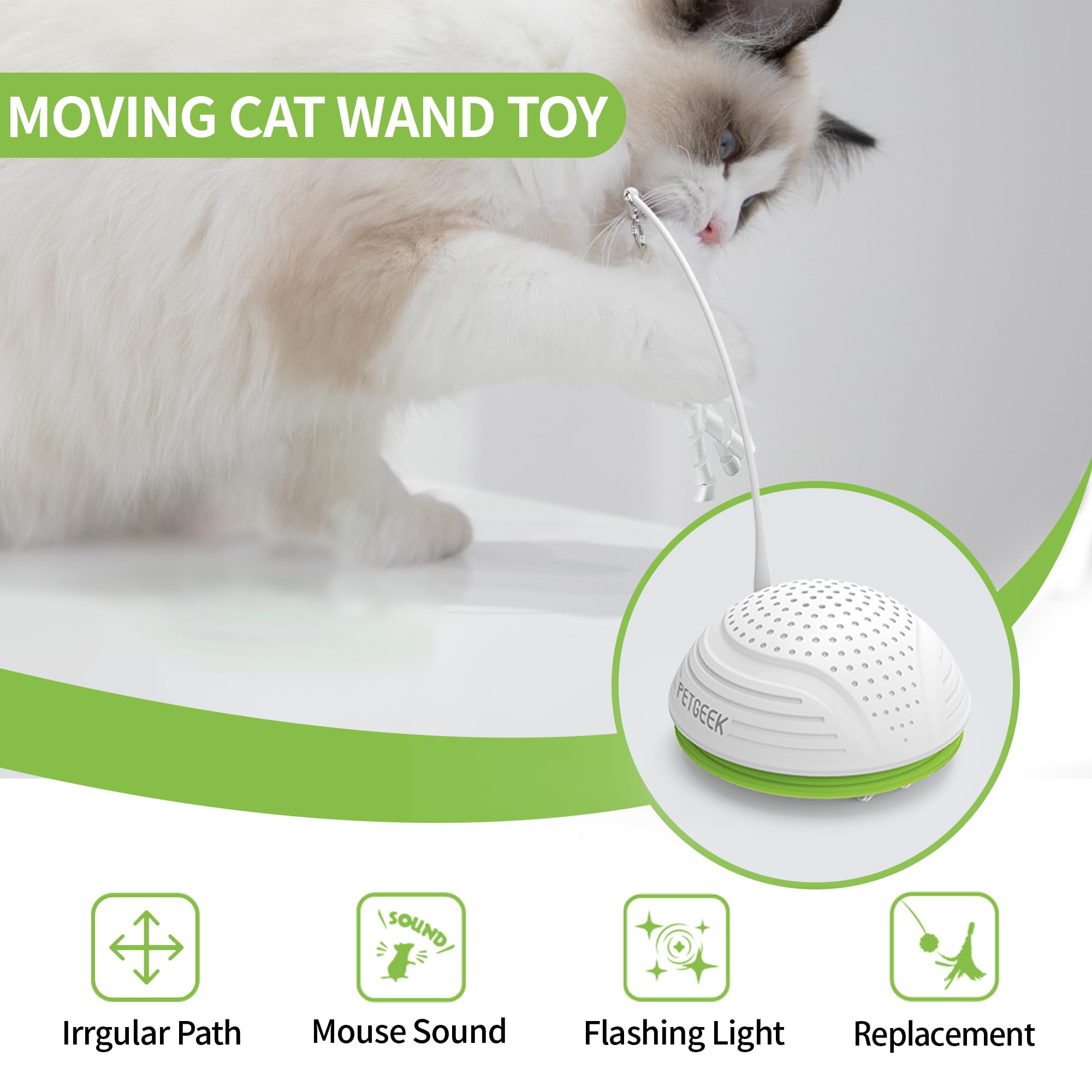 Petgeek Automatic Cat Toy, Interactive Cat Toy With Mouse Sound Squeaky, Kitty Toys For Cat Small, Feather Cat Toys For Indoor Cats, Best Gift For Birthday, Thanksgiving, Christmas, New Year