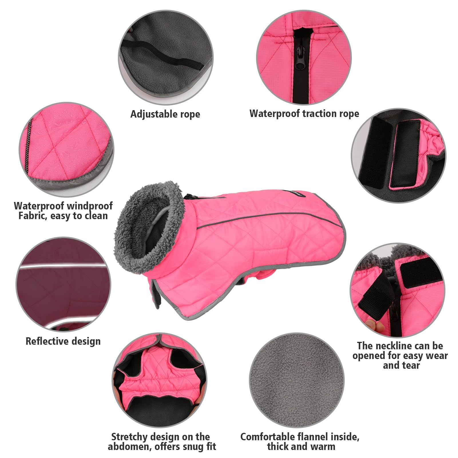 Fragralley Winter Coat Jacket, Windproof & Waterproof, Adjustable Dog Jacket, Turtleneck Fleece Vest For Dogs In Cold Weather