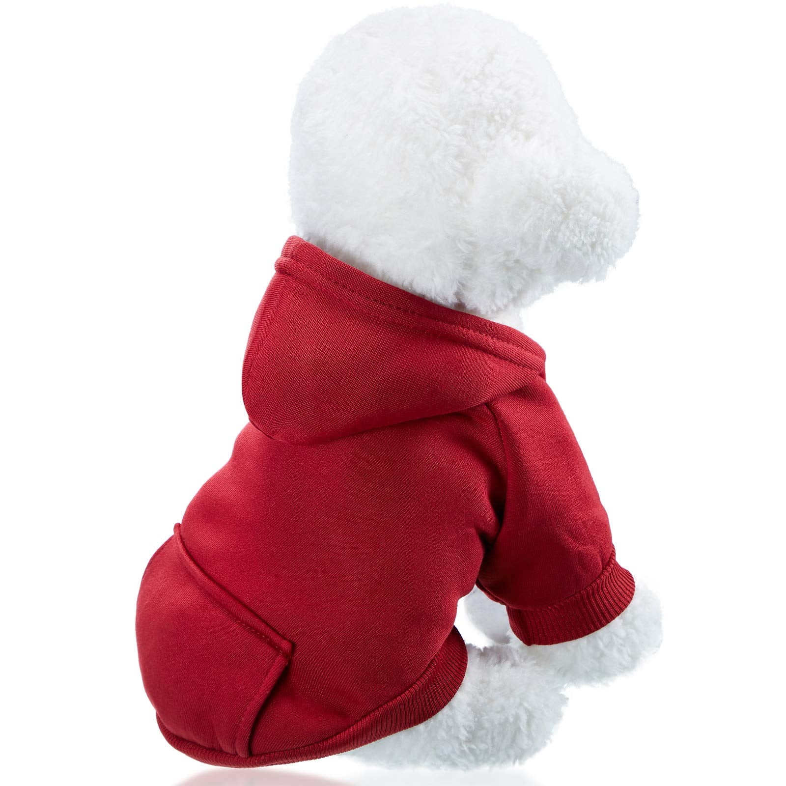 2 Pieces Winter Dog Hoodie Warm Small Dog Sweatshirts with Pocket Cotton Coat for Chihuahua Clothes Puppy Costume(L,Dark Blue, W