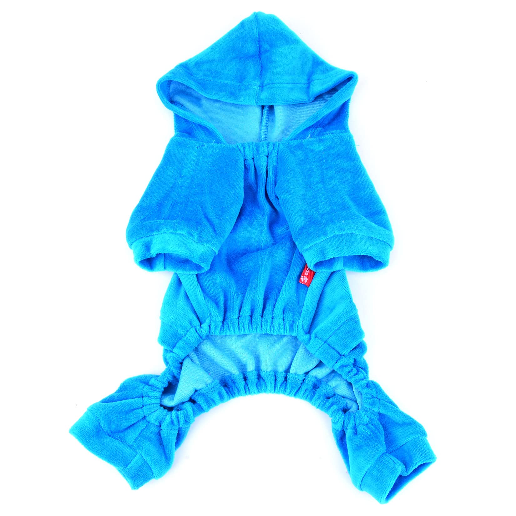 Smalllee_Lucky_Store Pet Clothes For Small Dog Cat Soft Velvet Crown Jumpsuit Coat Hooide Pajamas Tracksuit Blue Xl