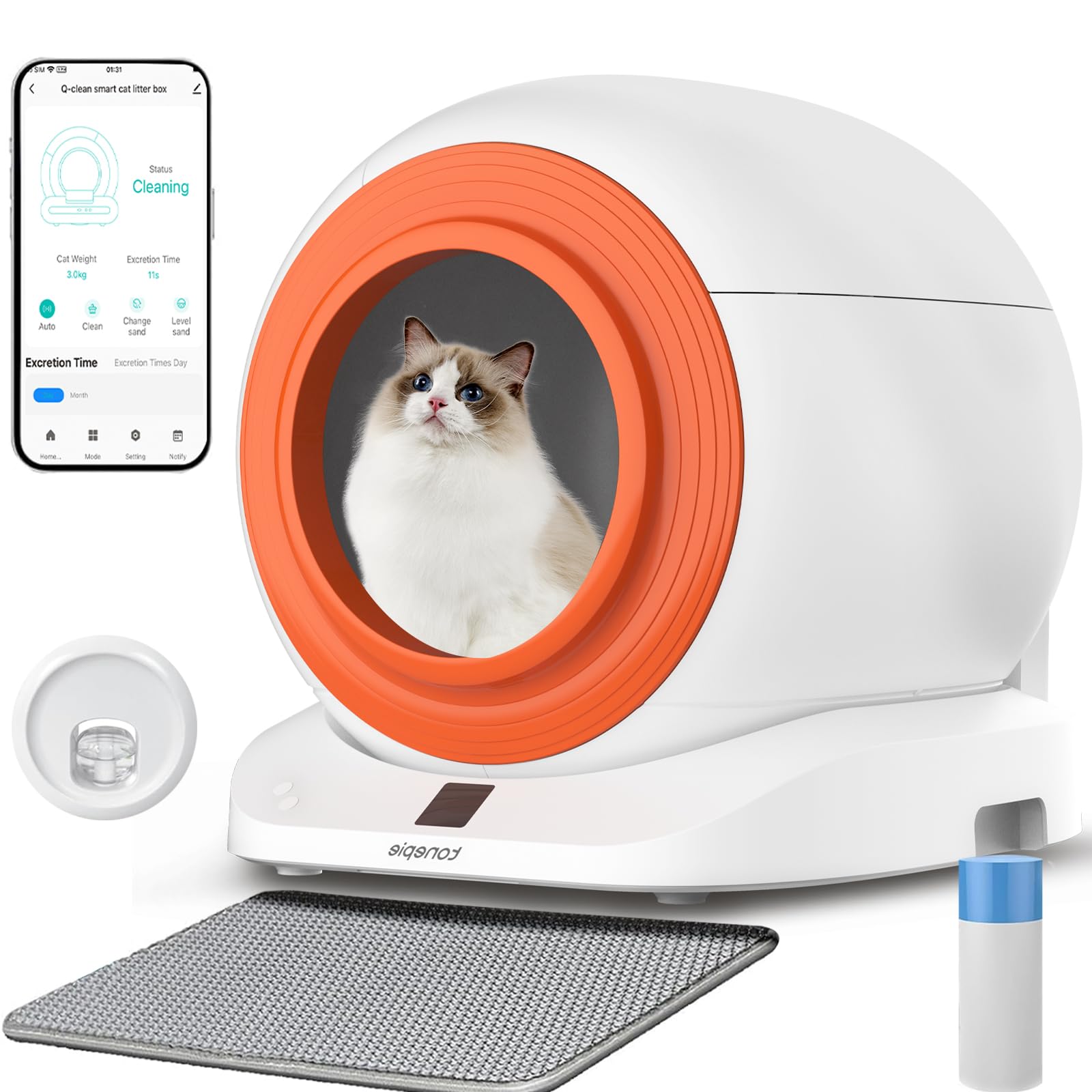Self-Cleaning Cat Litter Box, New Model Anti-Pinch Automatic Box for Multiple Cats, Safety Large Cat Litter Box, WiFi-2.4G/APP C
