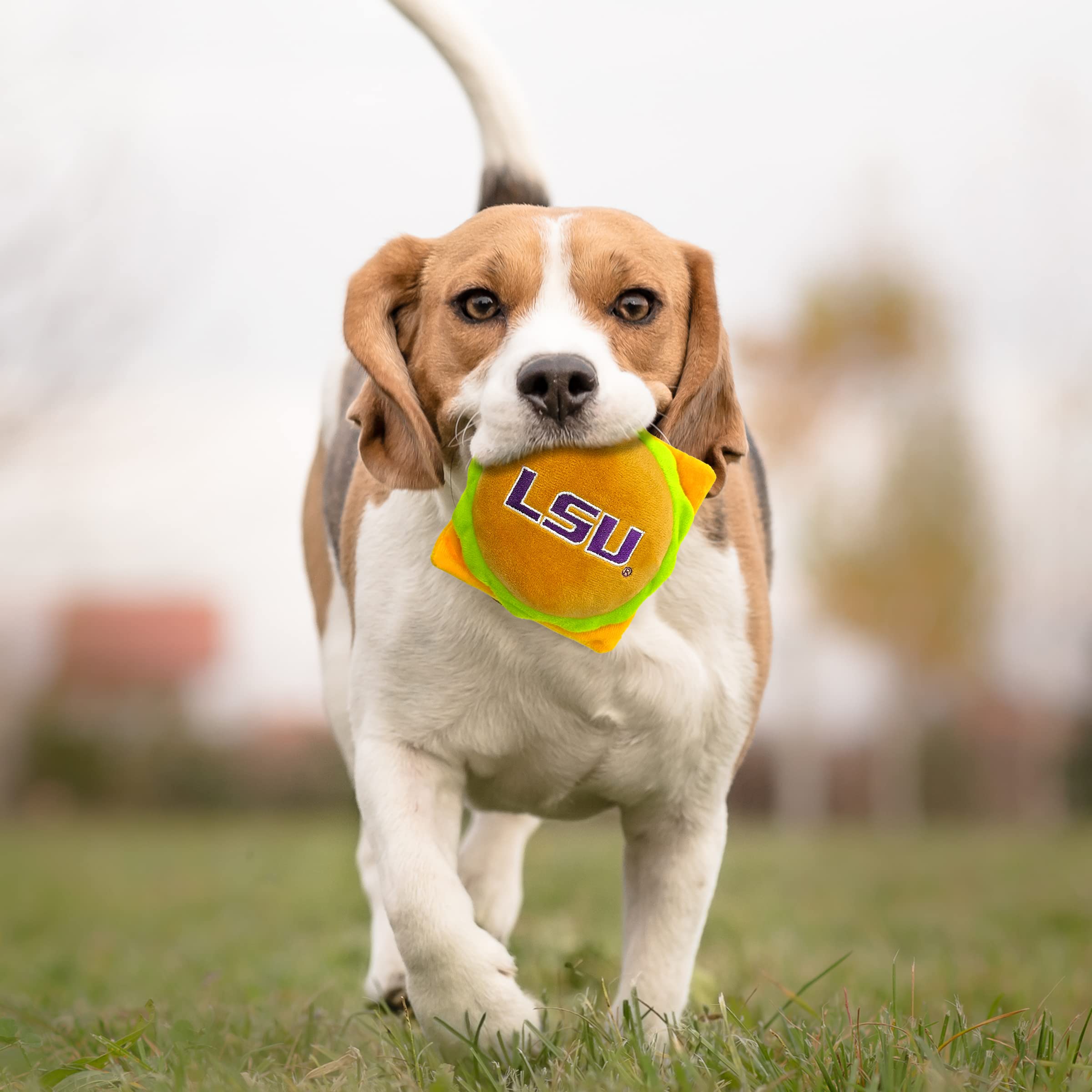 Pets First Ncaa Lsu Tigers Cheeseburger Plush Dog & Cat Squeak Toy- Cutest Stadium Hamburger Snack Plush Toy For Dogs & Cats Wit