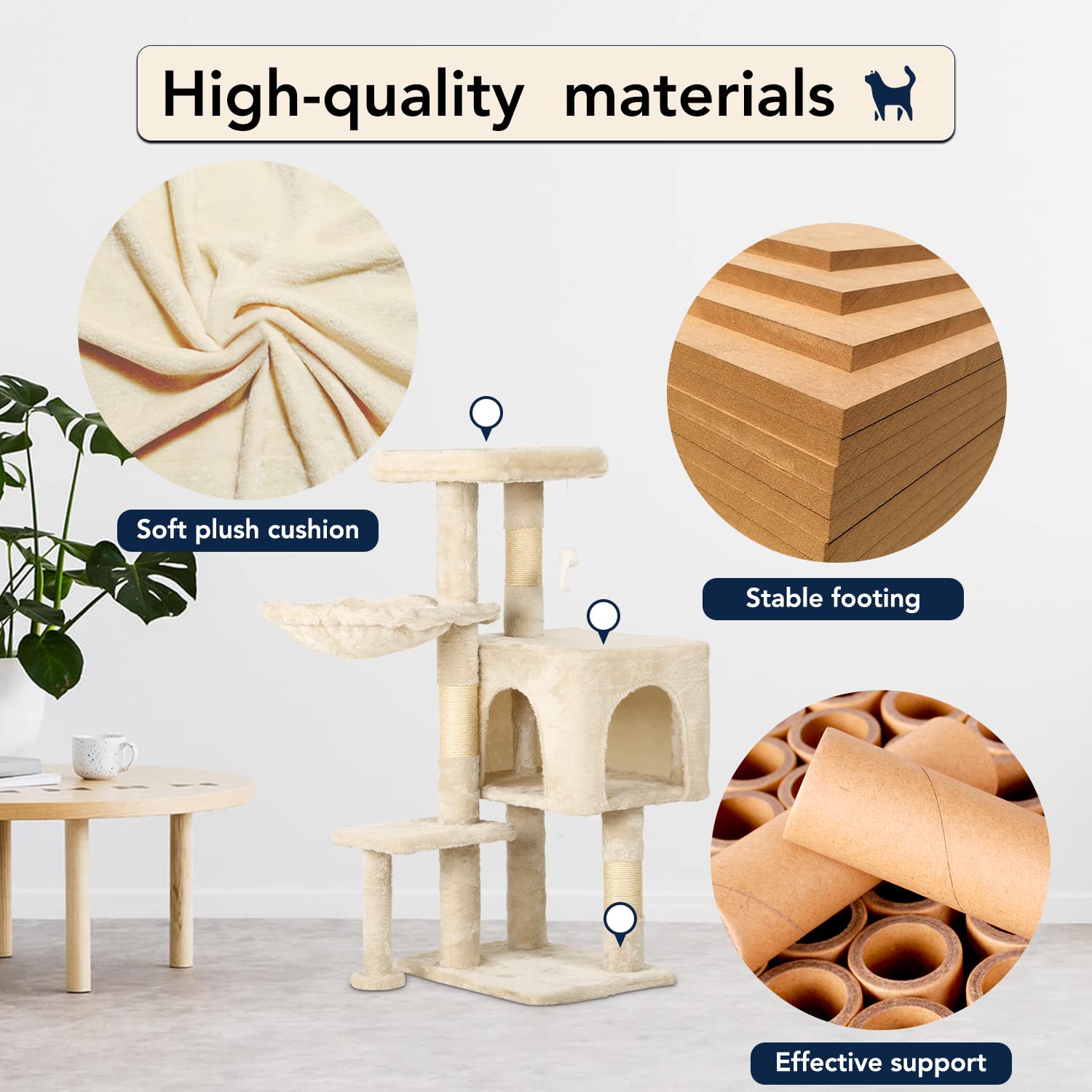 Bestpet Cat Tree 36 Inch Tall Cat Tower For Indoor Cats With Cat Scratching Post,Cat Condo Furniture Activity Centre With Cat Ha