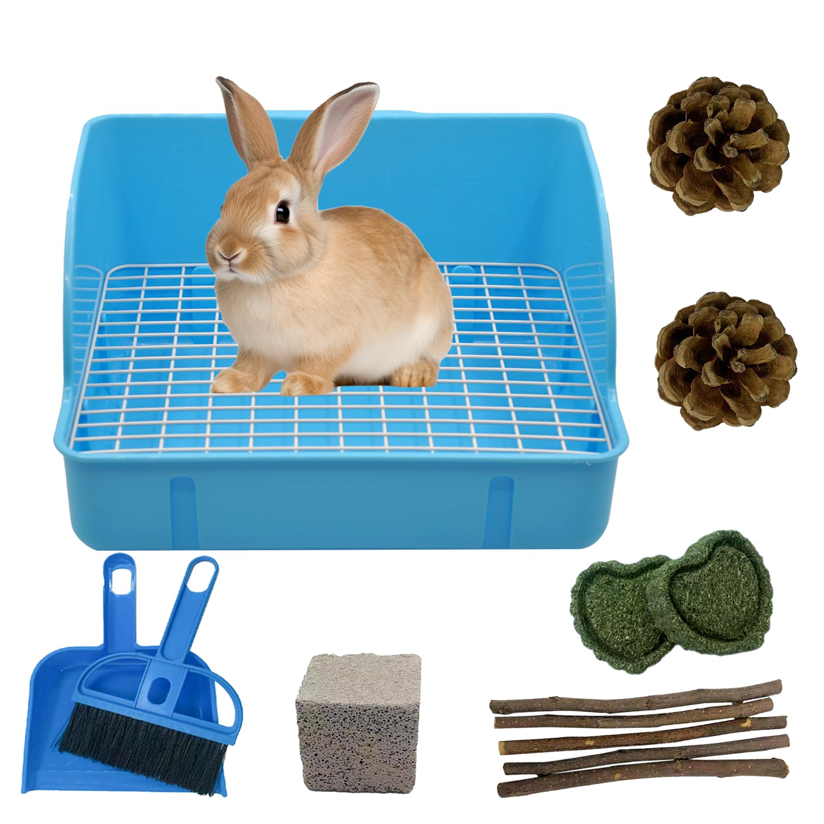 Muyg 12Pcs Rabbit Litter Box For Cage, Bunny Potty Trainer Corner Guinea Pig Plastic Square Grate Toilet, Pet Bedding Litter Box