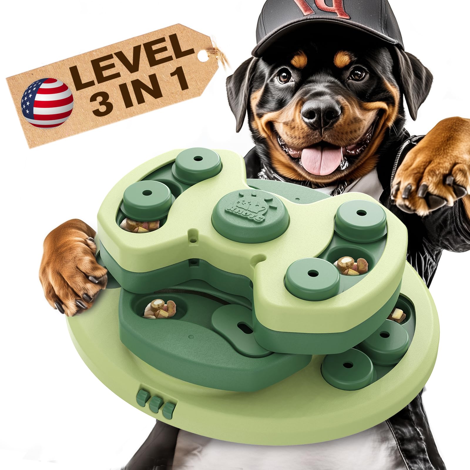 KADTC Dog Puzzle Toy for Small/Medium/Large Dogs Puppy Food/Treat Toys Level 3 in 1 Interactive Mental Stimulation Brain Games B