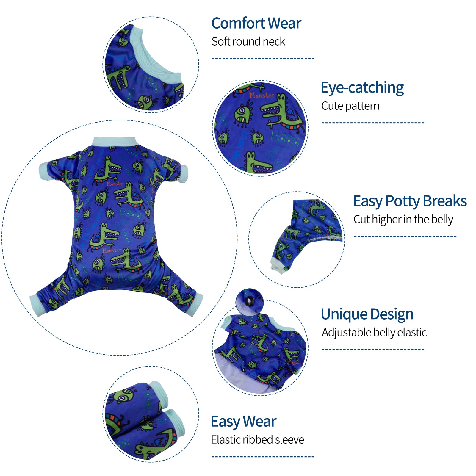 Cutebone Crocodile Dog Pajamas Clothes Soft Puppy Pjs For Small Dogs P234M