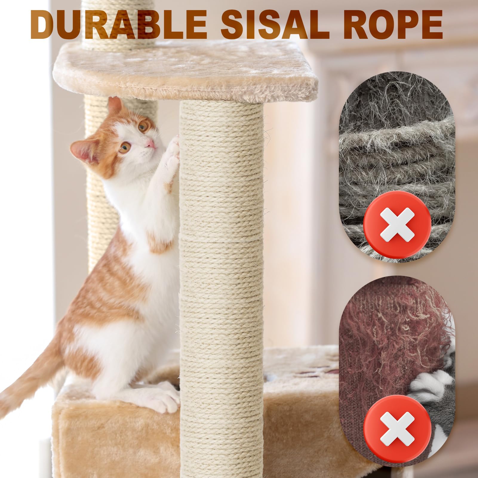 164 Ft Sisal Rope For Cat Scratcher Kits, 4Mm Natural Hemp Twine Rope Replacement For Cat Scratching Post Repairing Scratcher Ca