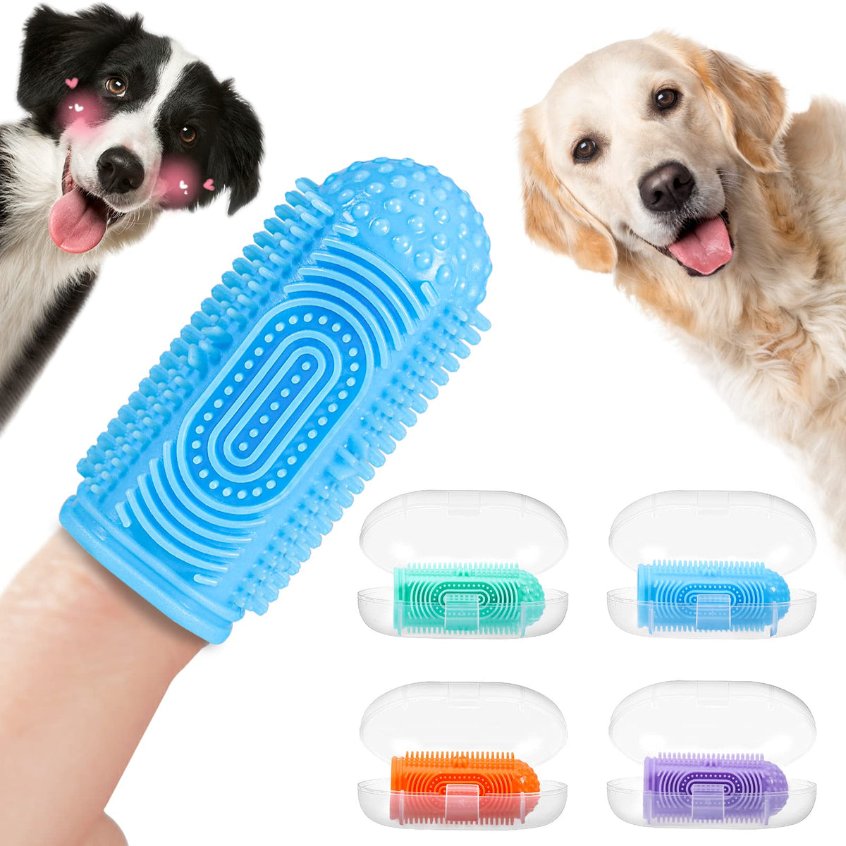 Yueyuejia Dog Toothbrush Finger Toothbrush Dog Tooth Brushing Kit 4Pack Dog Finger Toothbrush For Dog Teeth Cleaning&Dog Dental Care Dog Tooth Brush Dog Toothbrush Kit Pet Toothbrush