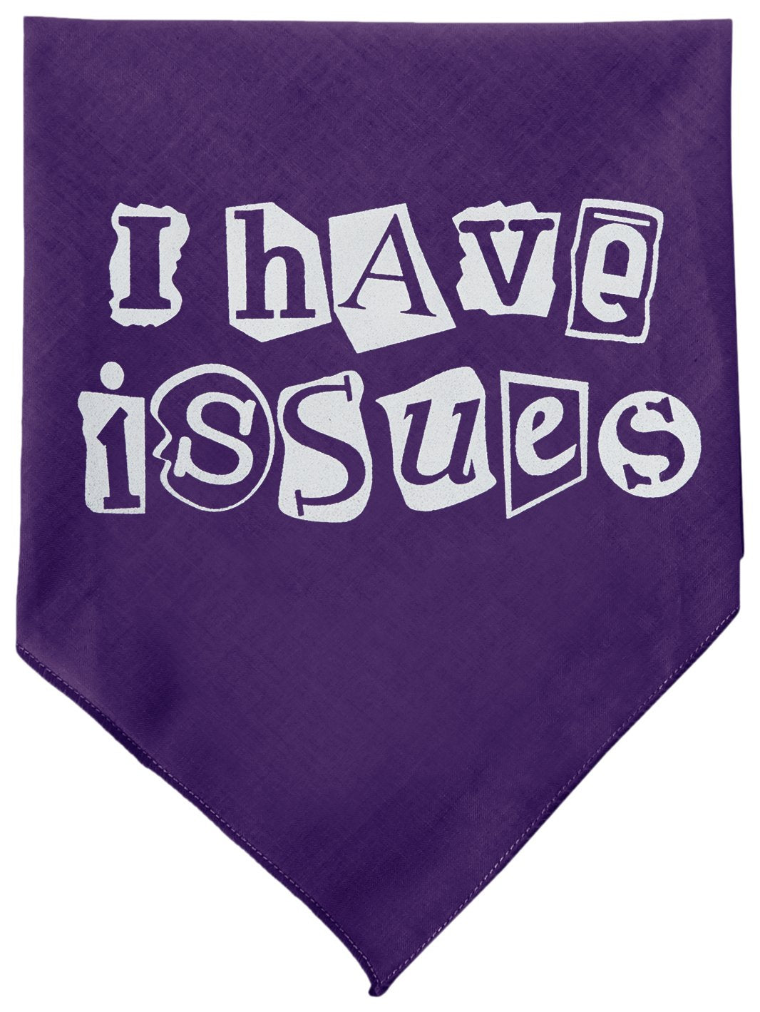 Pet and Dog Bandana Screen Printed, &quot;I Have Issues&quot; Purple Small