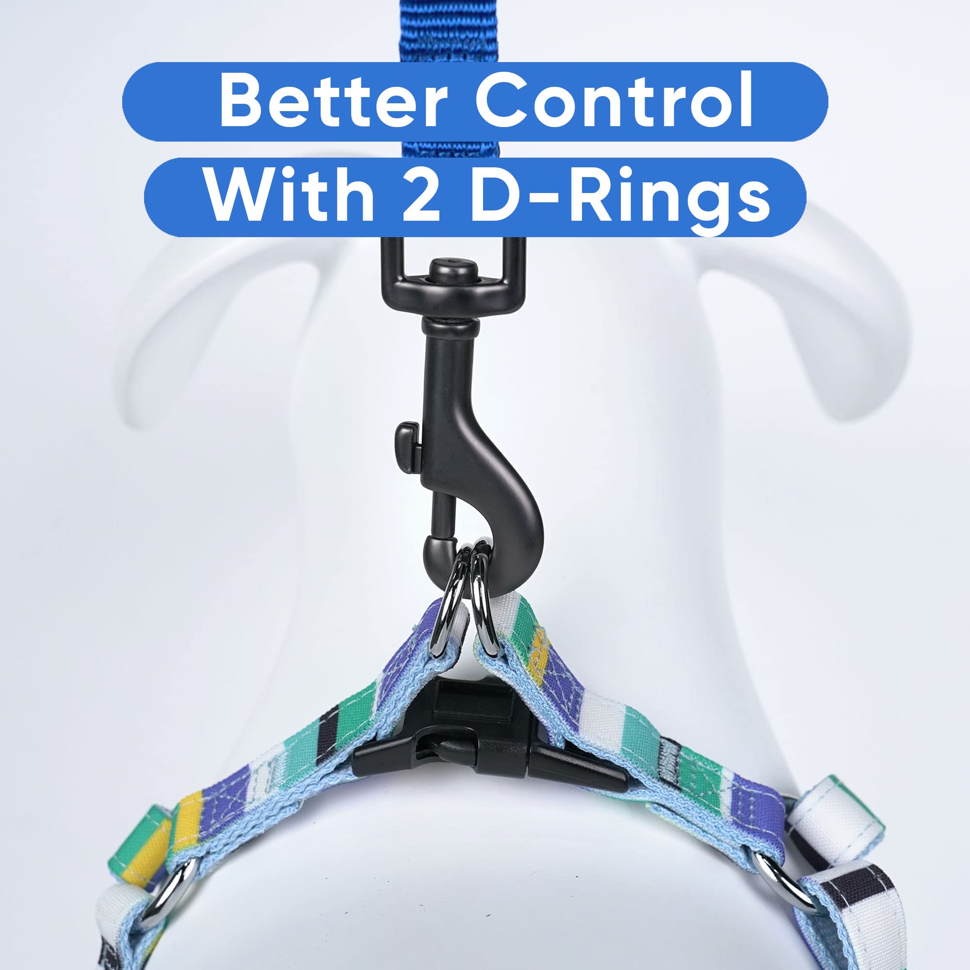 Pawtitas Pet Adjustable Solid Color Step In Puppy/Dog Harness 6 Feet Matching Collar And Harness Sold Separately Small Blue/Teal/Yellow Multicolor