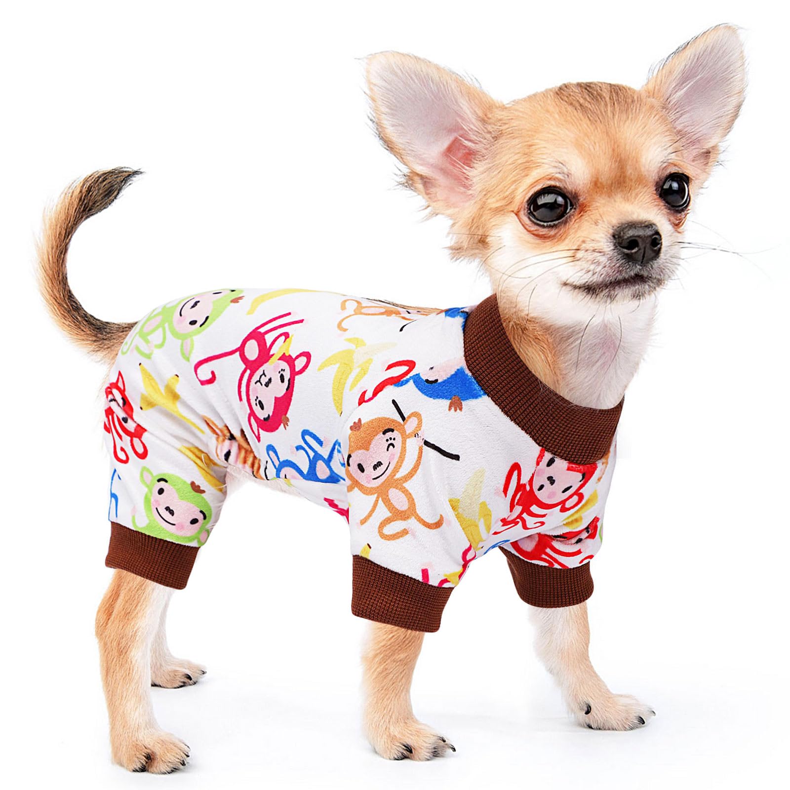 Dog Pajamas for Small Dogs Male Female, Lightweight Velvet Pet Jumpsuit, Stretch Fleece Dog Outfit, Spring Winter Puppy Clothes,