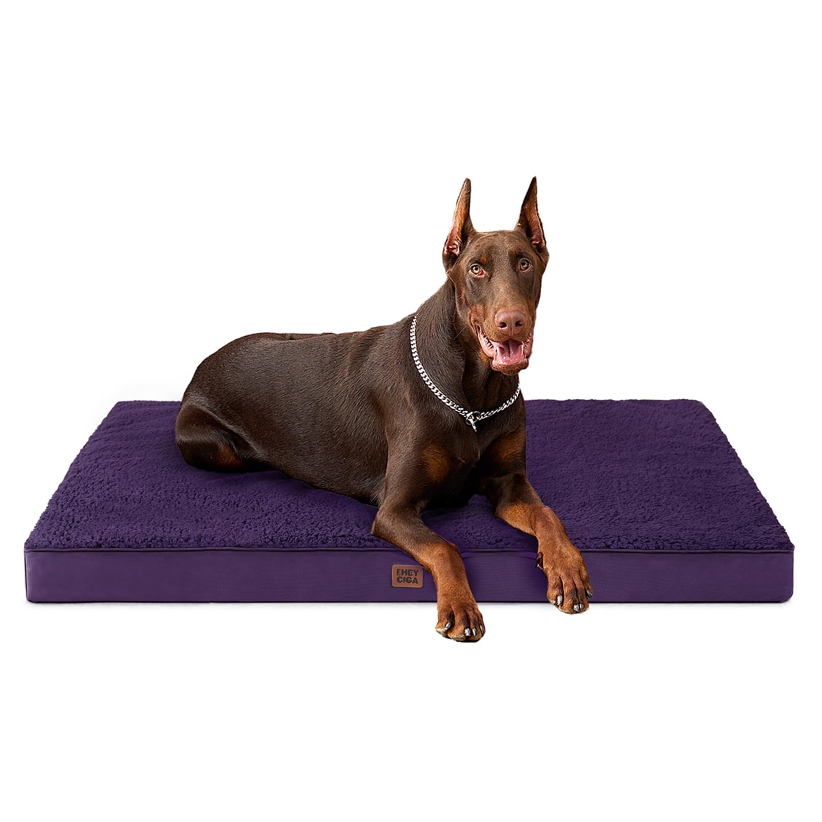 EHEYCIGA Orthopedic XXL Dog Beds for Jumbo Dogs with Removable Washable Cover for Crate, Purple, 47x29