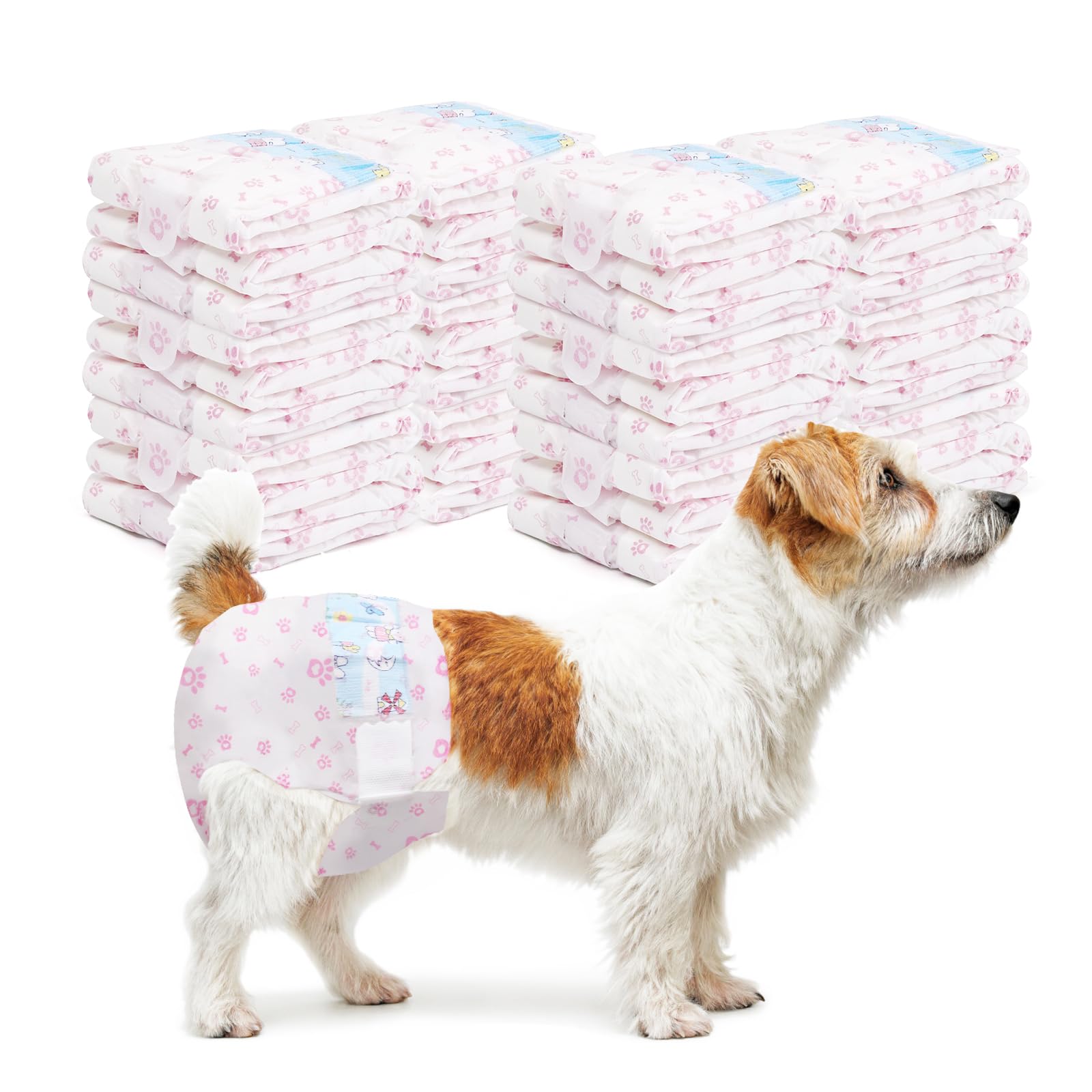 Disposable Dog Diapers Female 90 Count Puppy Diapers Female (Waist 11-18.9 In M) Super Absorbent Small Doggie Diapers For Heat E