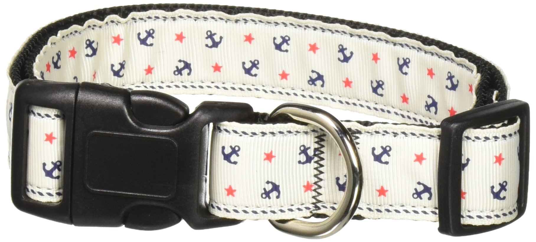 Mirage Pet Products Anchors Nylon Ribbon Collar for Pets, Large, White