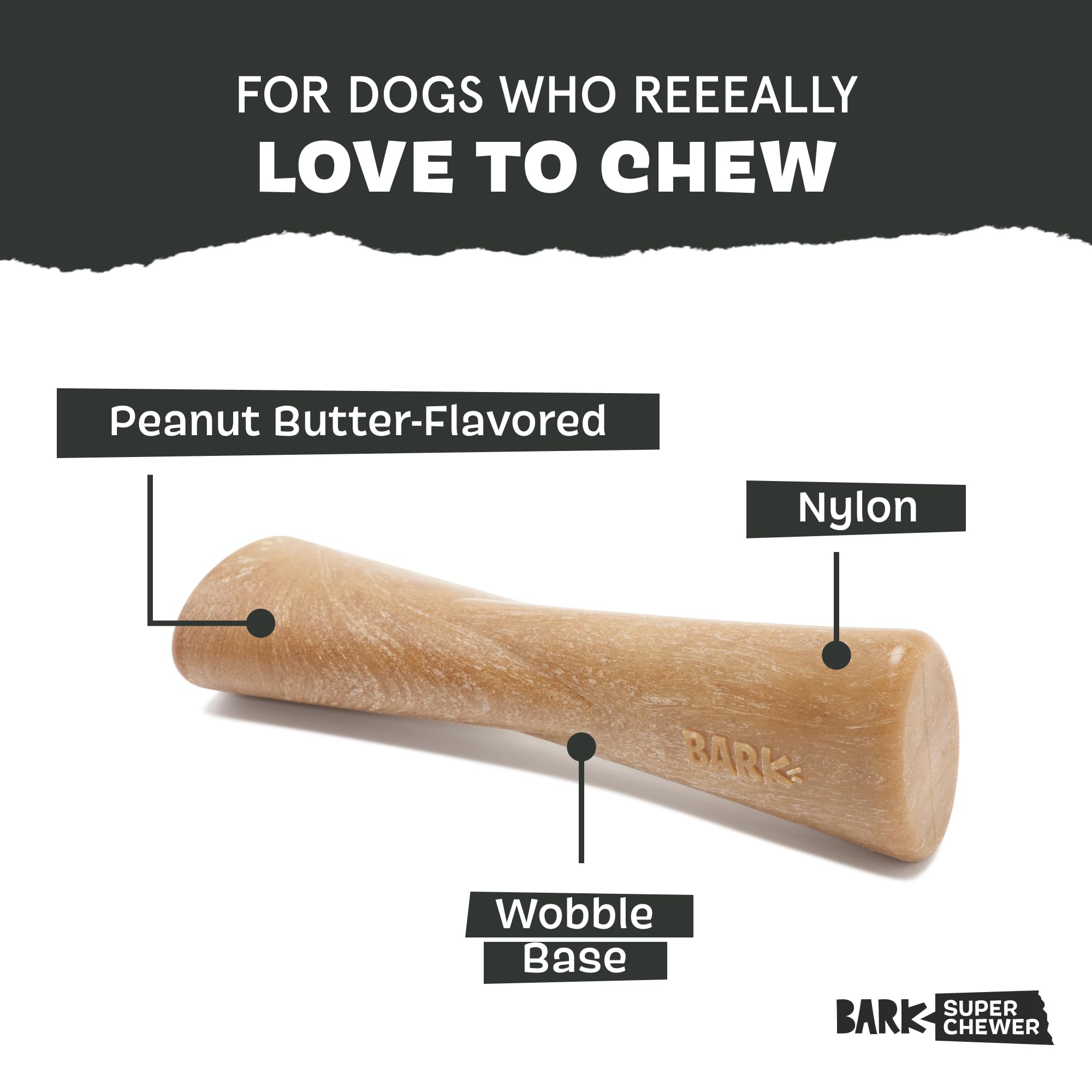 Barkbox Super Chewer Tough Dog Chew Toys For Aggressive Chewers, Dental Stimulating (Pb Bone - Large)