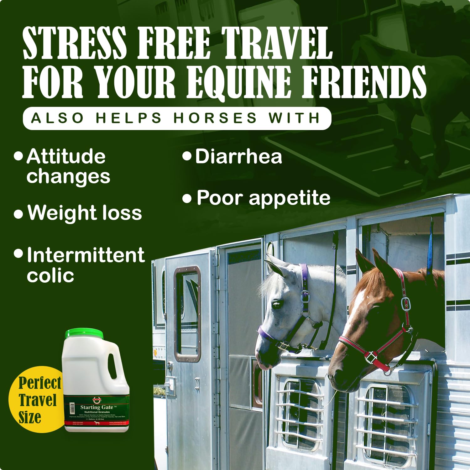 SBS Equine Starting Gate Granules for Horses | Horse Calming Supplement That Prevents & reverses gastric Equine Ulcers (1.1 Gall